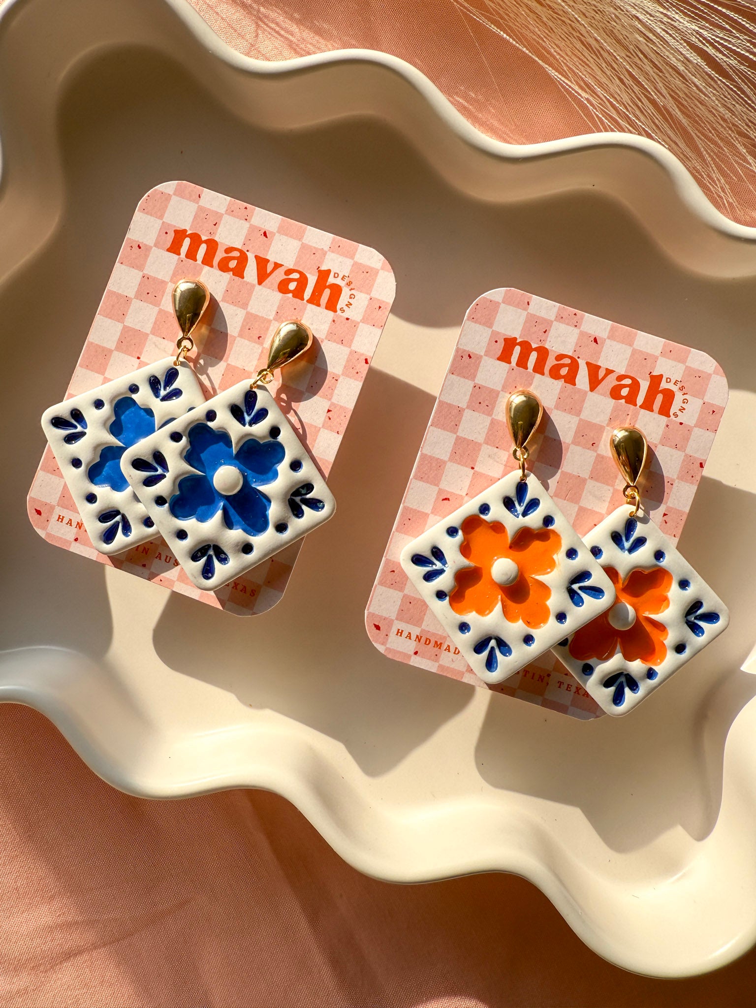 Talavera Ceramic-Inspired Tile Earrings