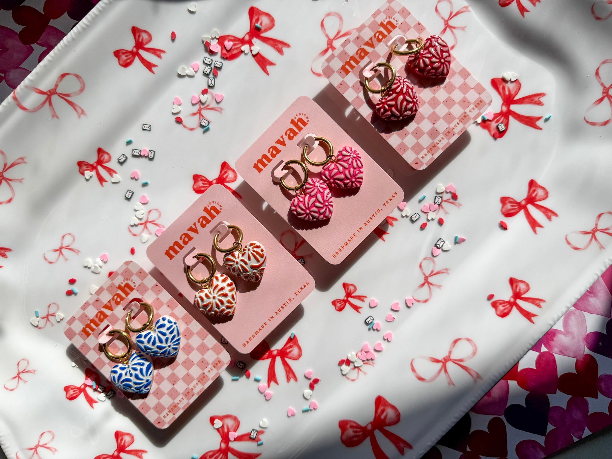 Talavera Puffy Heart Hoop Earrings