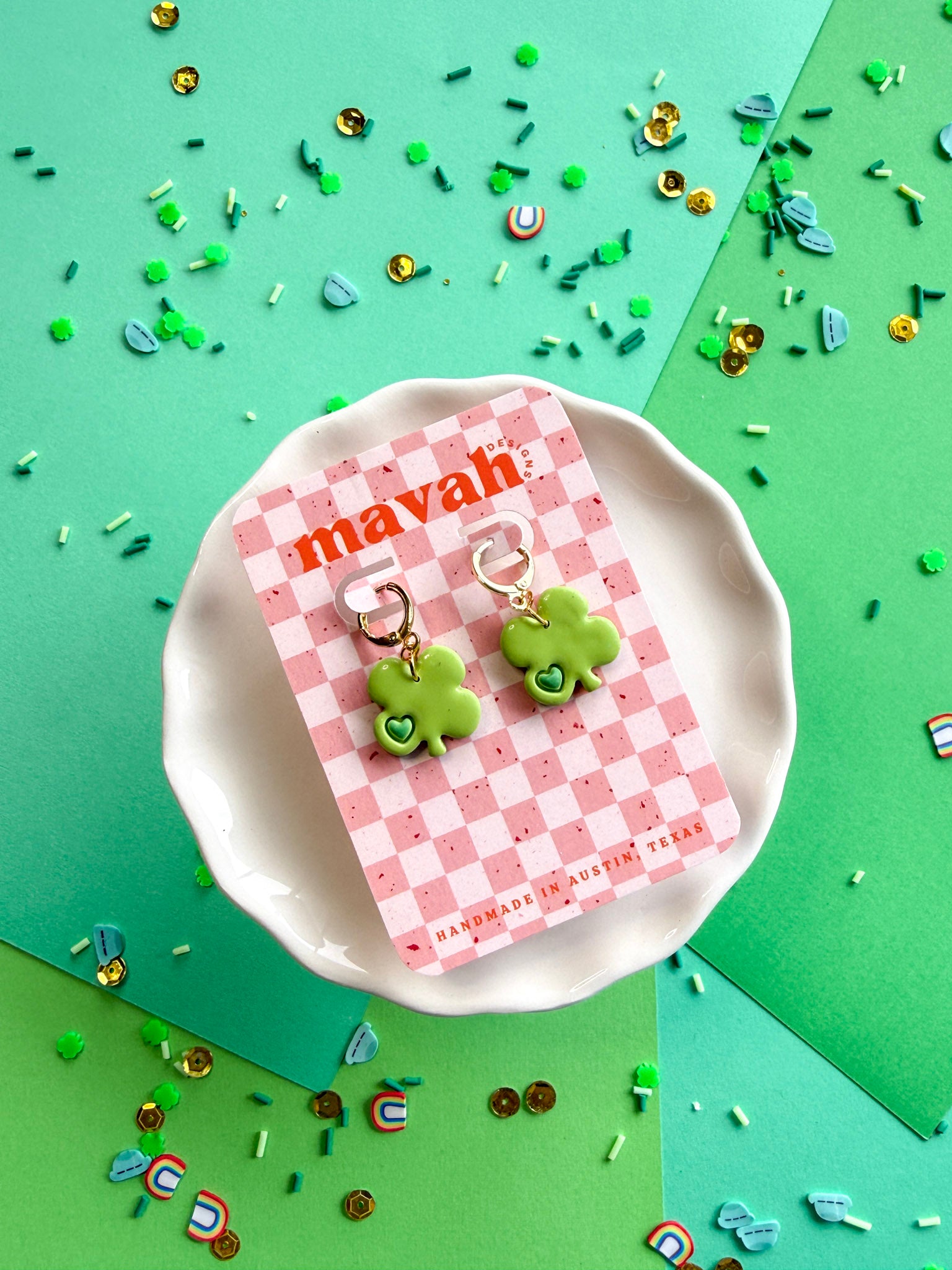 Shamrock Huggie Earrings