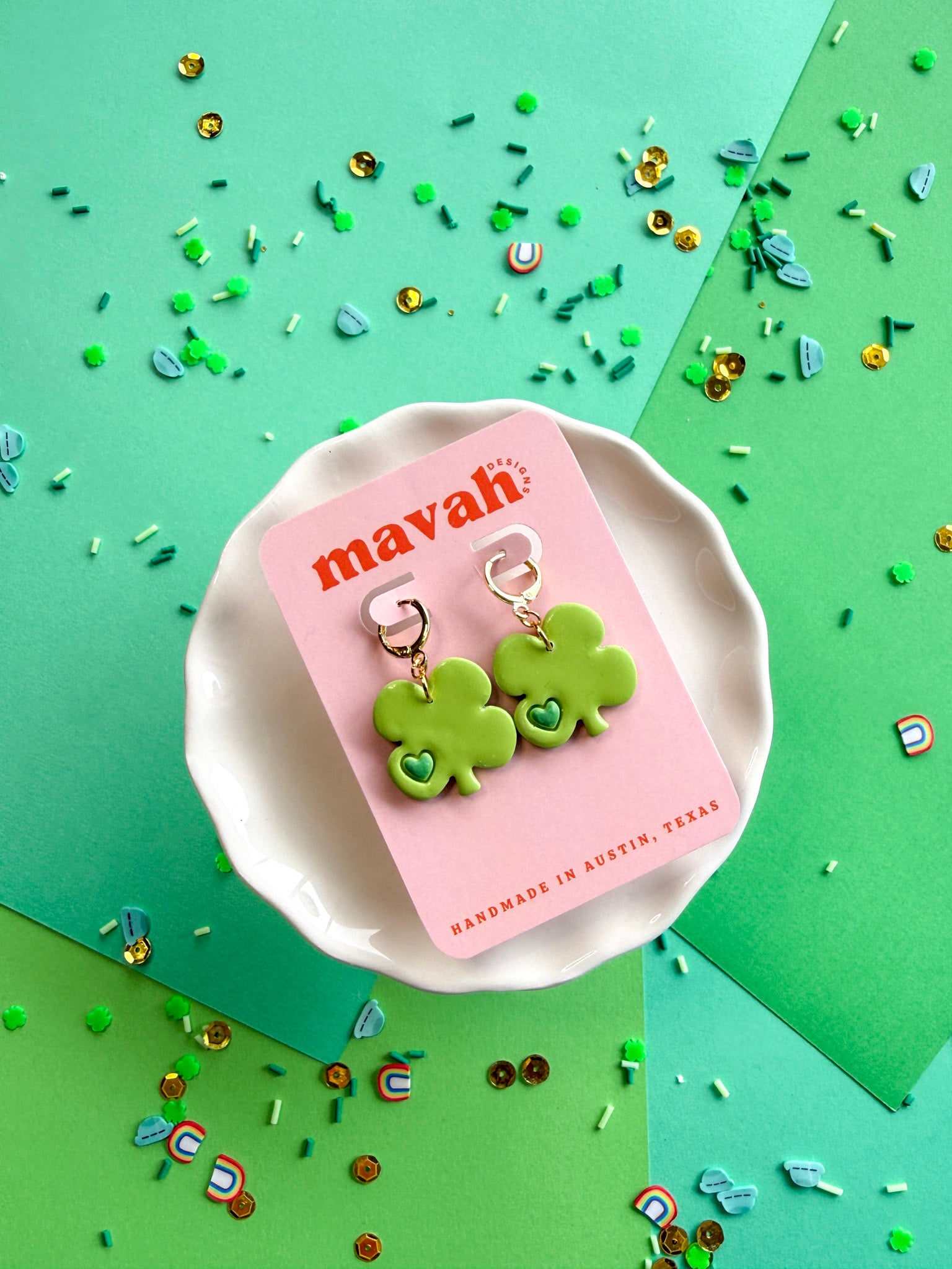 Shamrock Huggie Earrings