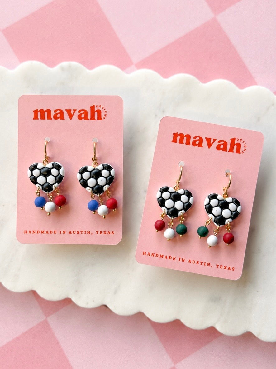 World Cup Soccer Flag Heart Earrings