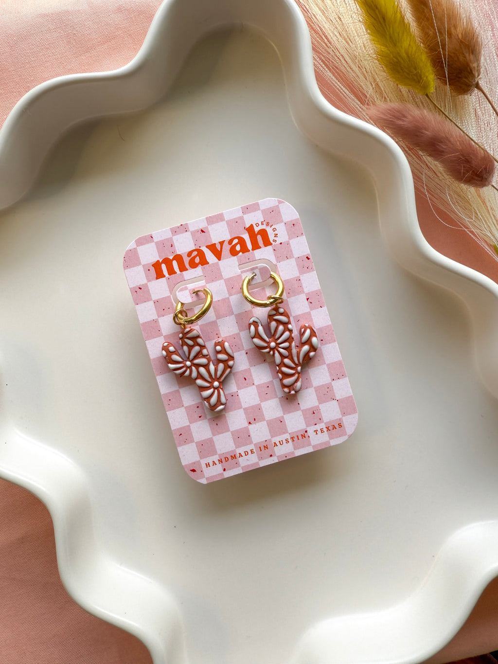 Talavera Inspired Cactus Dangles