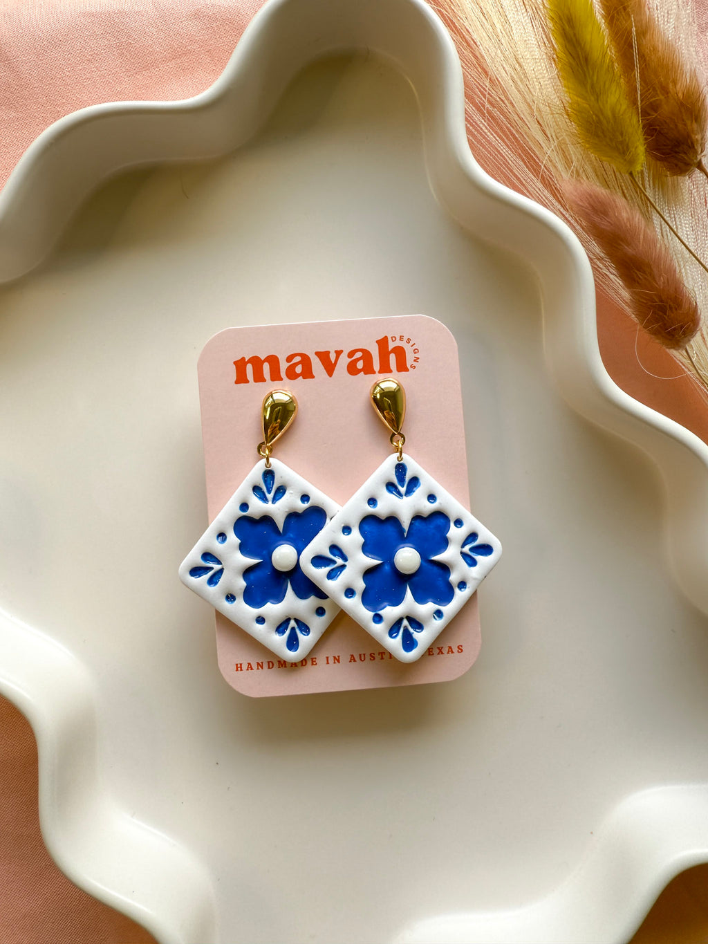 Talavera Ceramic-Inspired Tile Earrings