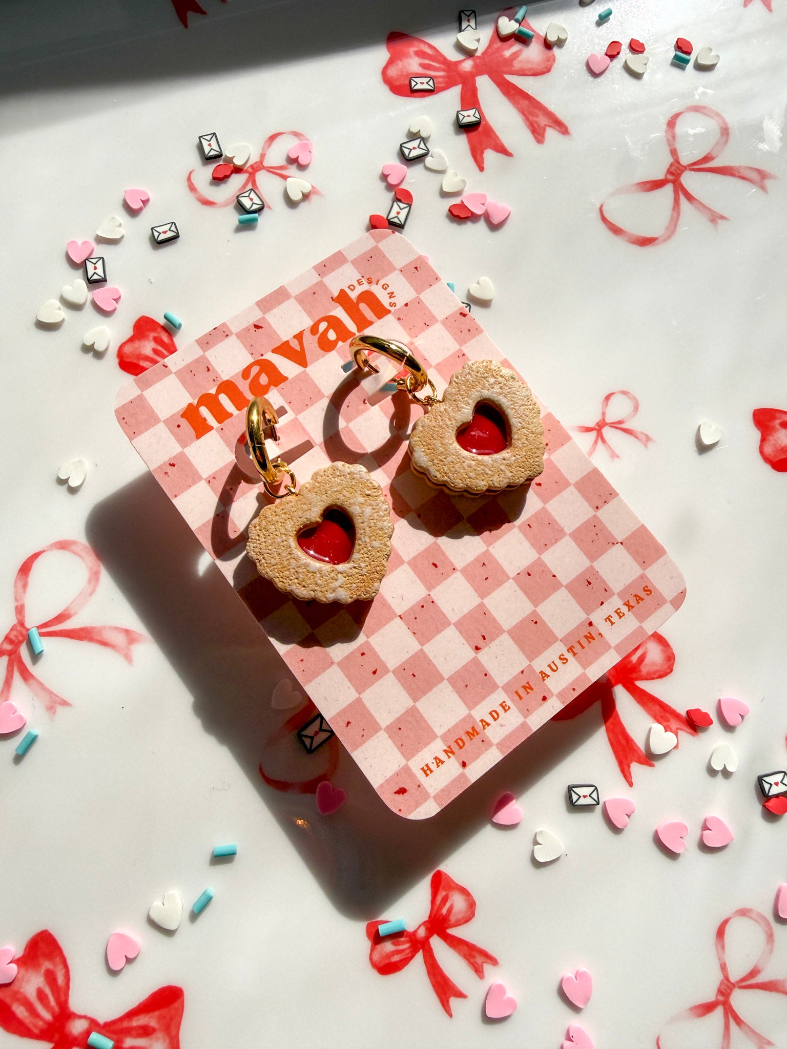 Heart Linzer Cookie Earrings (Huggies + Studs)