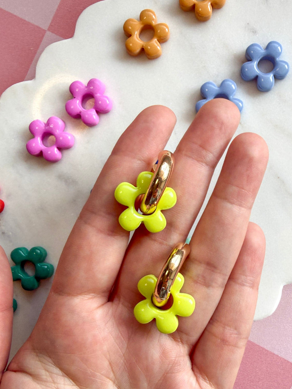 Flower Charm Hoops