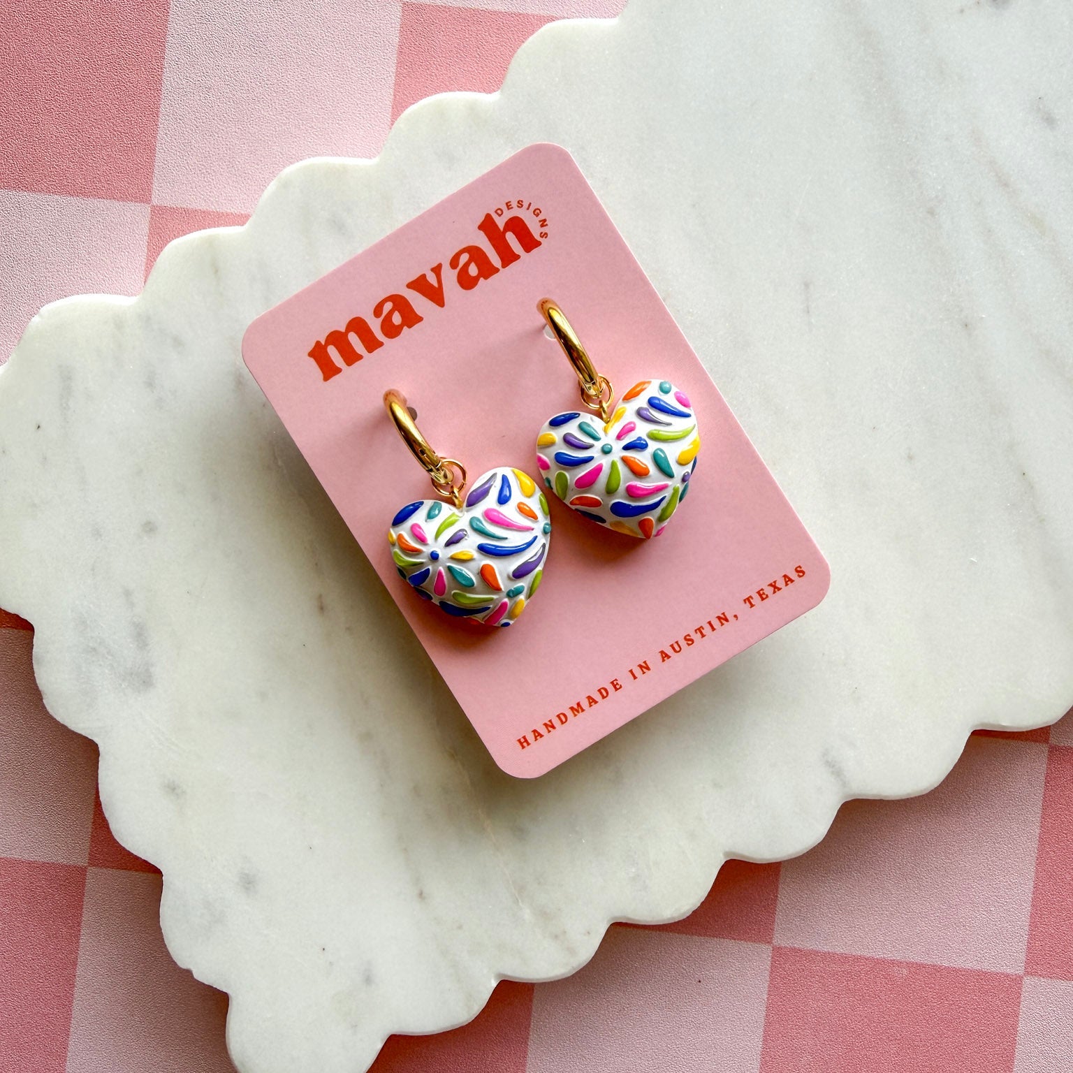 Puffy Fiesta Heart Earrings