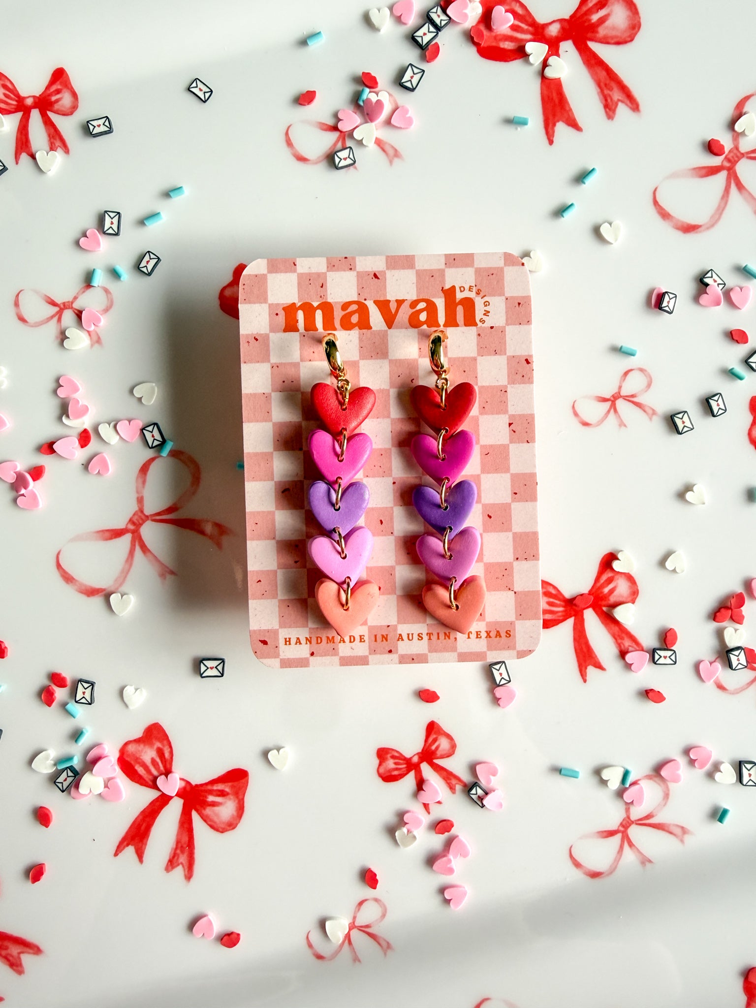 Heart Rainbow Dangle Earrings