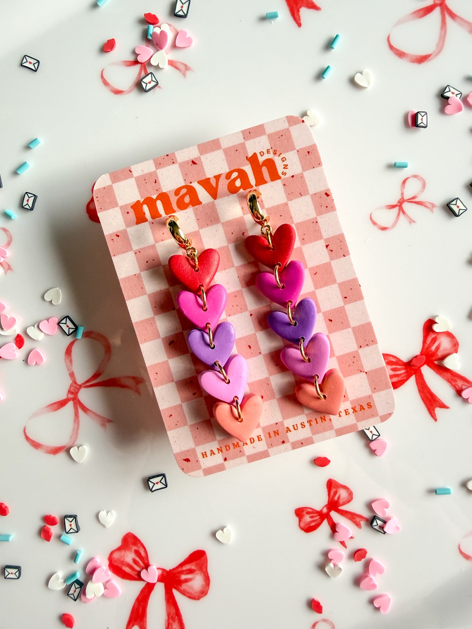 Heart Rainbow Dangle Earrings