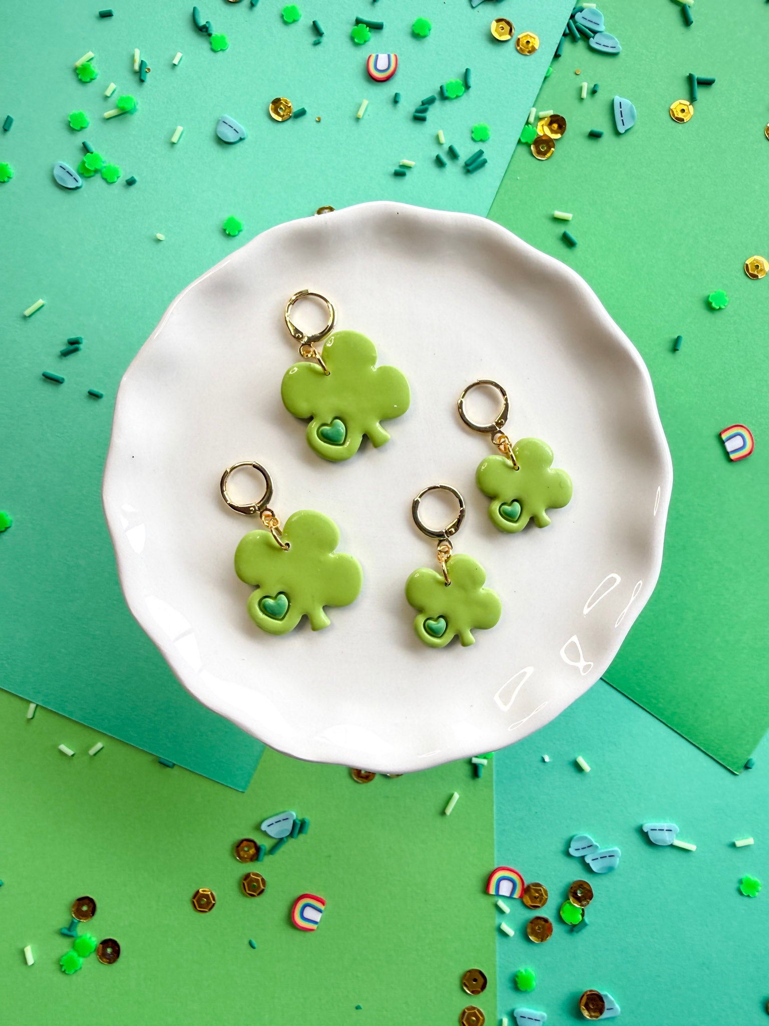 Shamrock Huggie Earrings