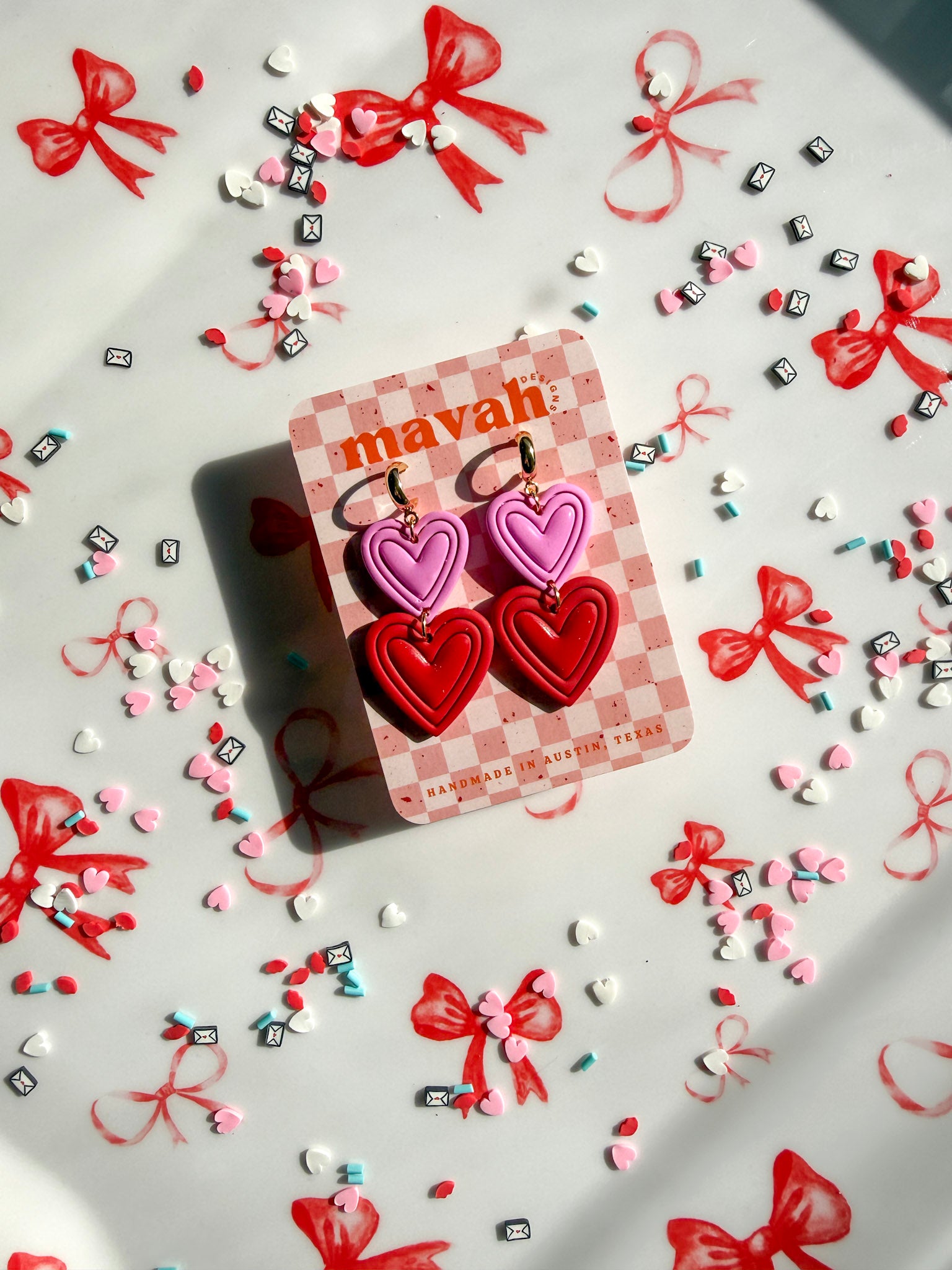 Double Heart Dangle Earrings