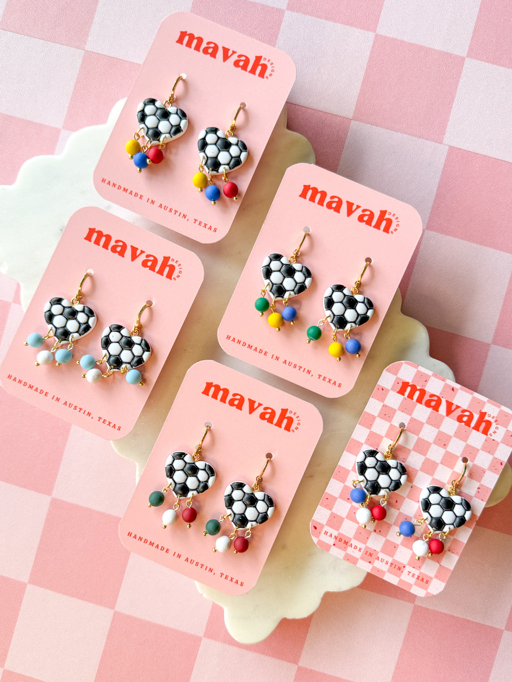 World Cup Soccer Flag Heart Earrings