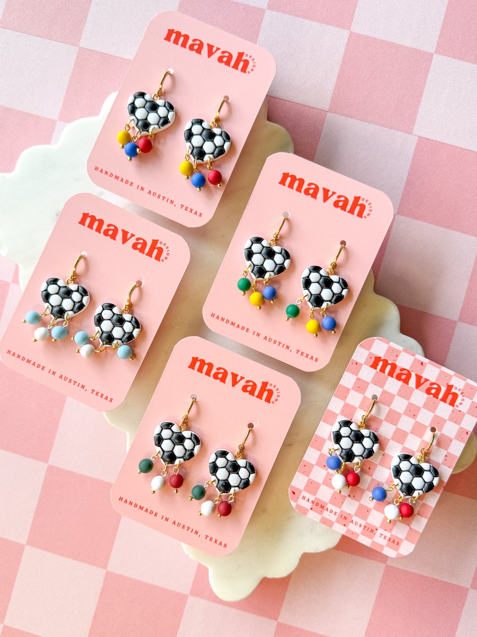 World Cup Soccer Flag Heart Earrings