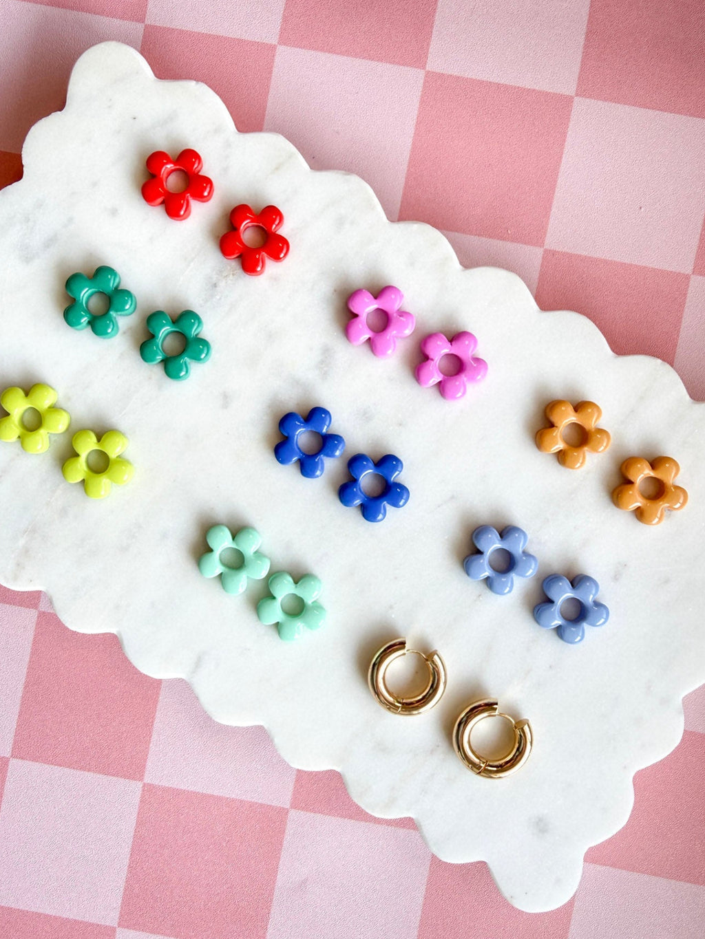 Flower Charm Hoops