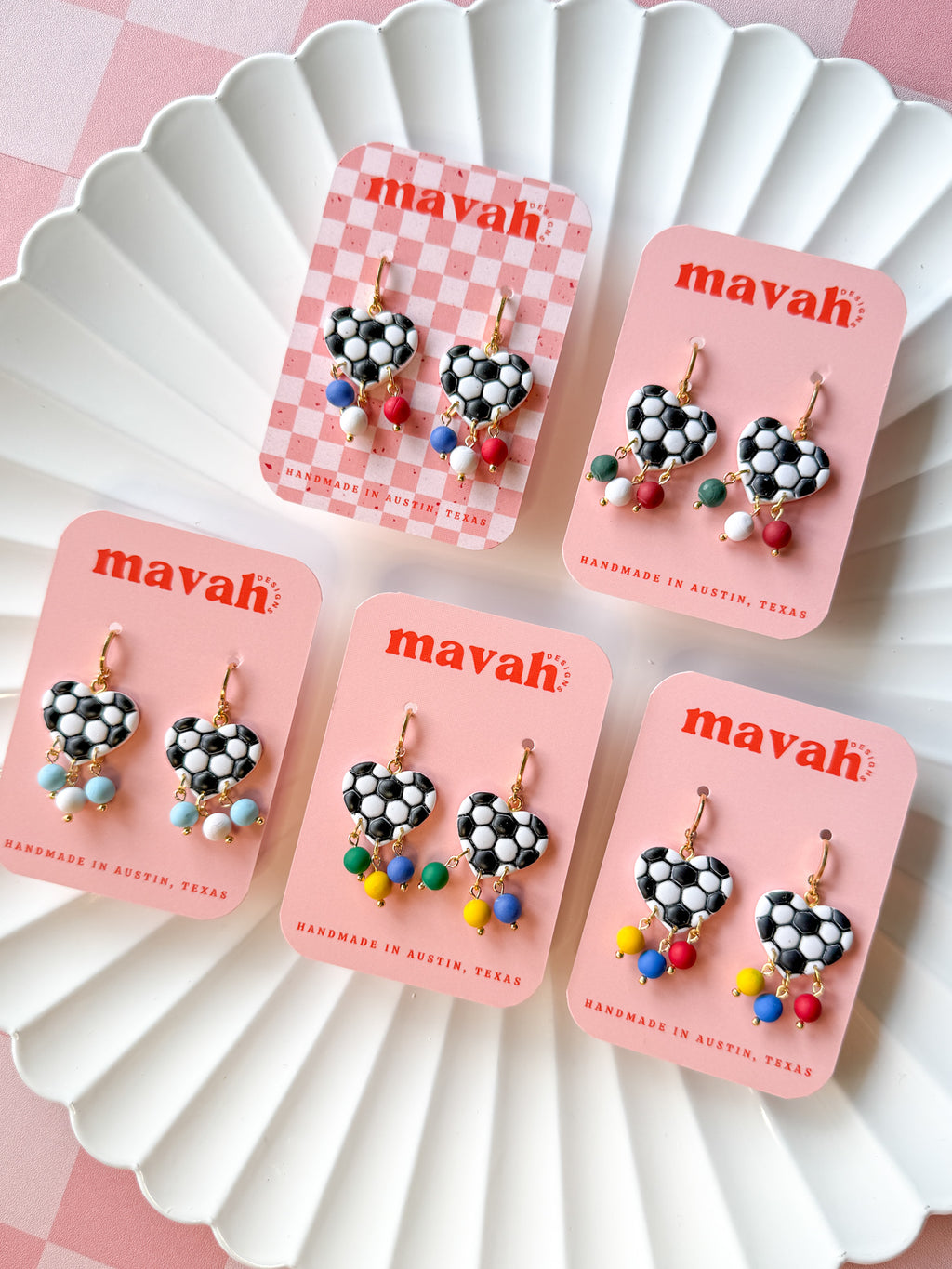 World Cup Soccer Flag Heart Earrings