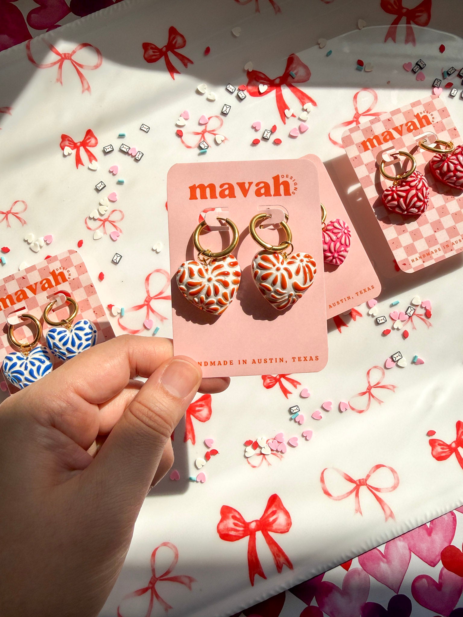 Talavera Puffy Heart Hoop Earrings