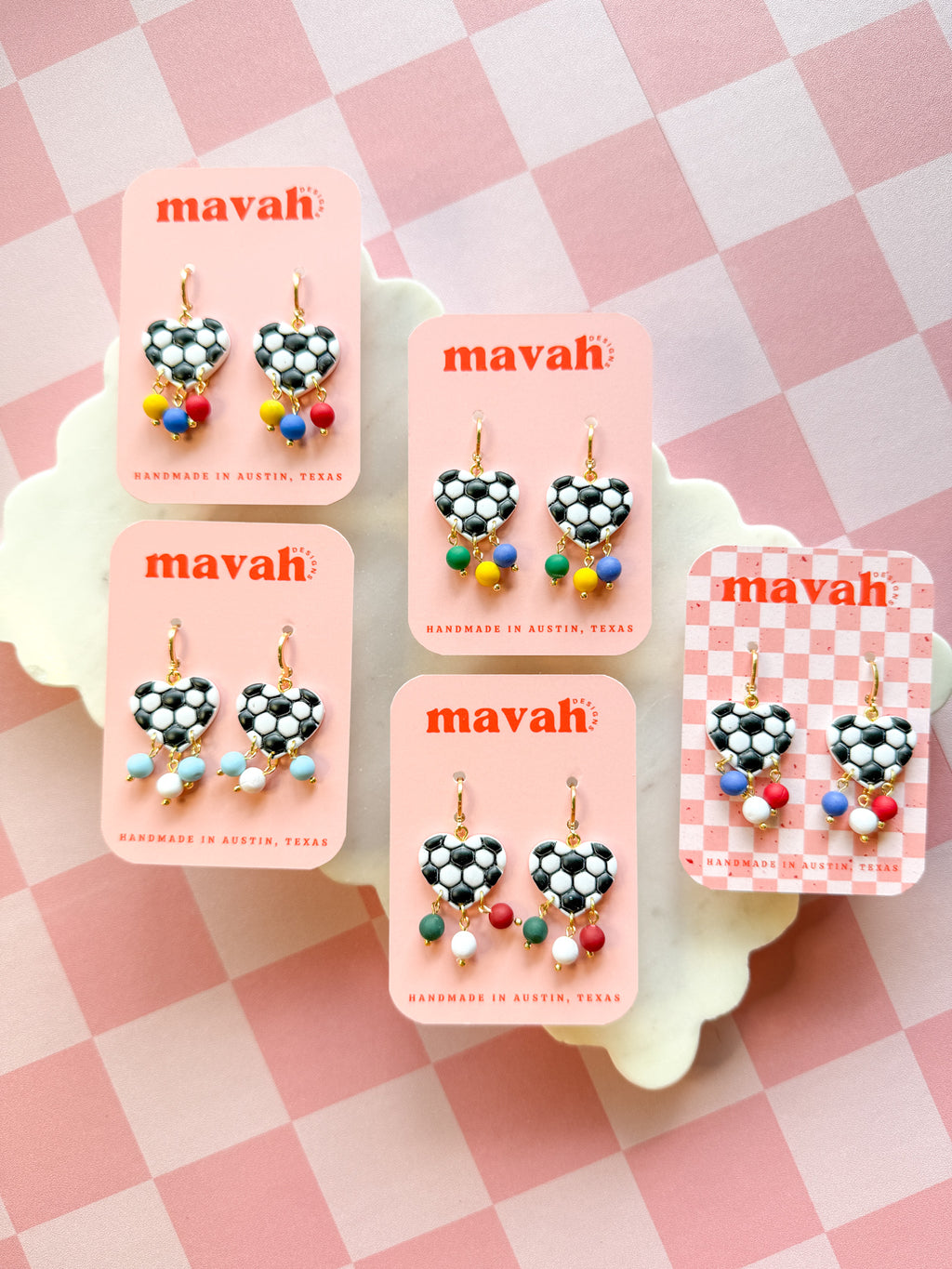 World Cup Soccer Flag Heart Earrings