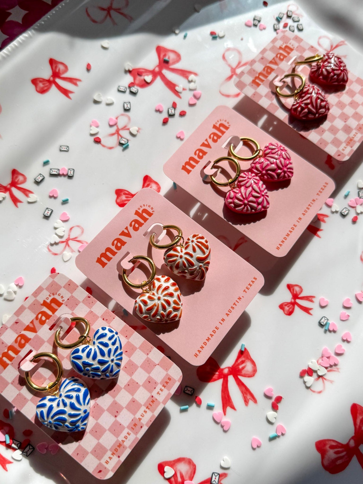 Talavera Puffy Heart Hoop Earrings