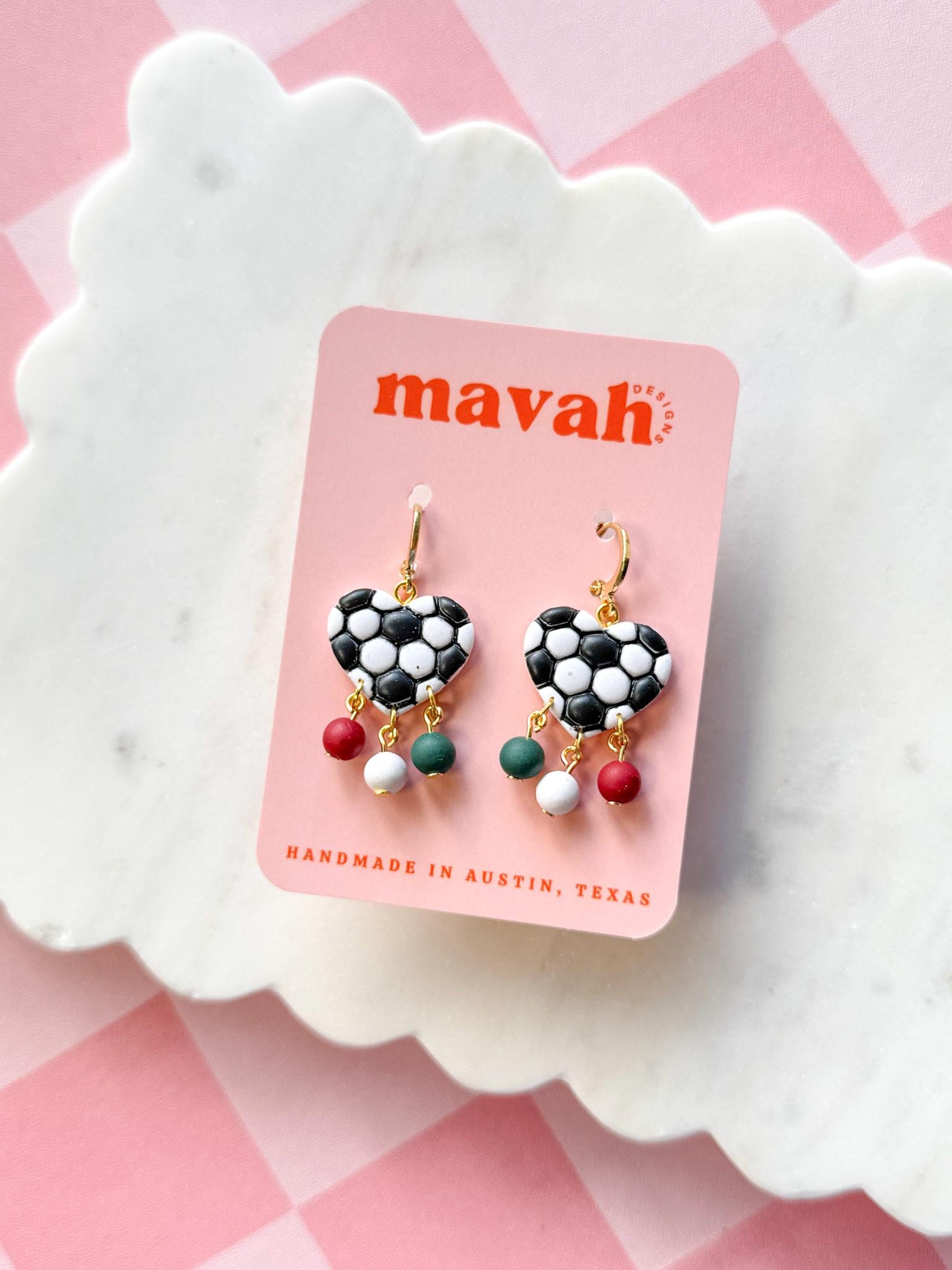 Custom Soccer Heart Earrings World Cup Country Earrings Soccer Fan Jewelry Mexico Soccer Earrings FIFA Fan Earrings __etsy:8126504894