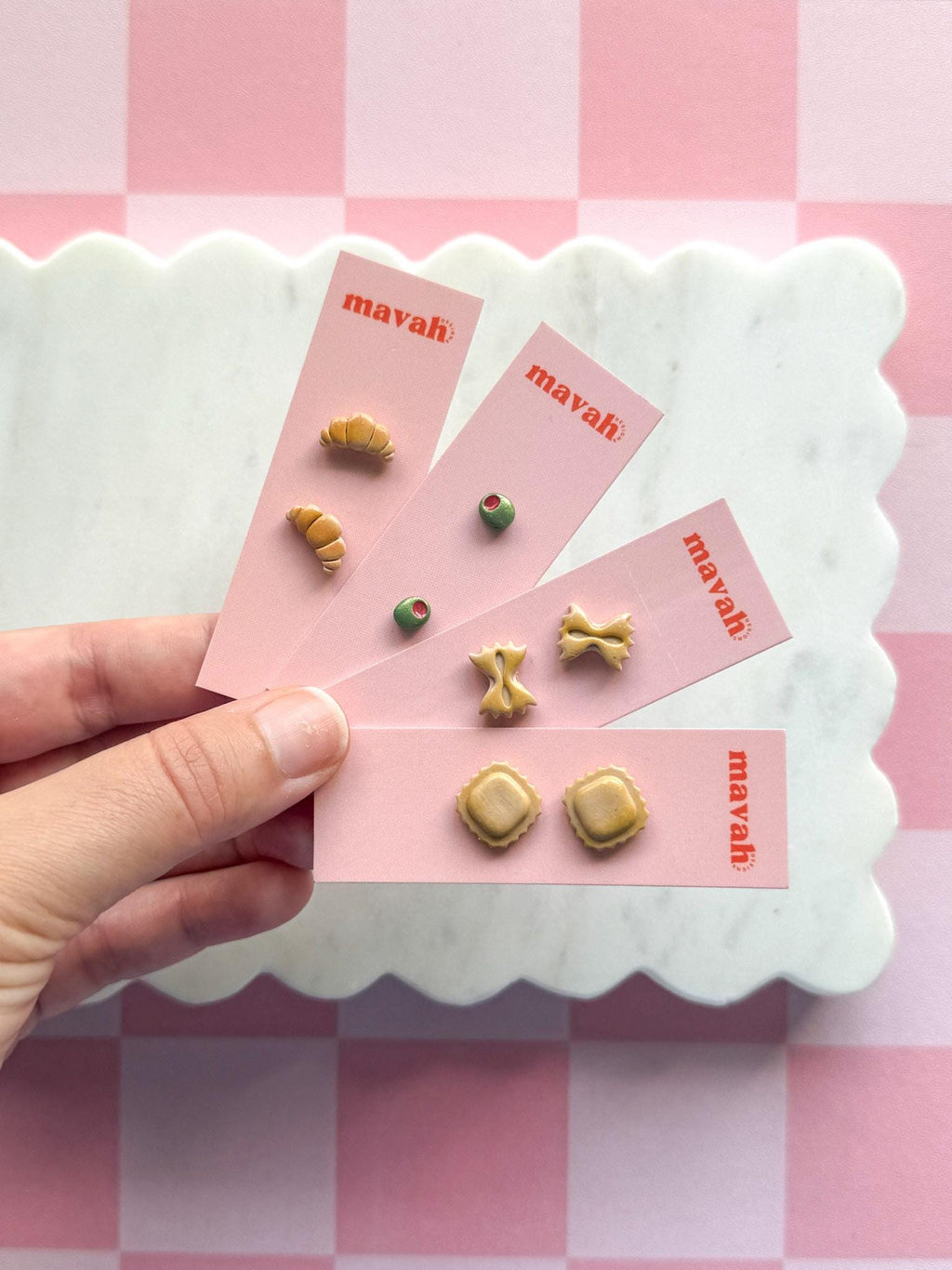 Food Stud Earrings Pasta Bow, Ravioli, Olive & Croissant Earrings Handmade Food Jewelry Polymer Clay Studs __etsy:8184163621