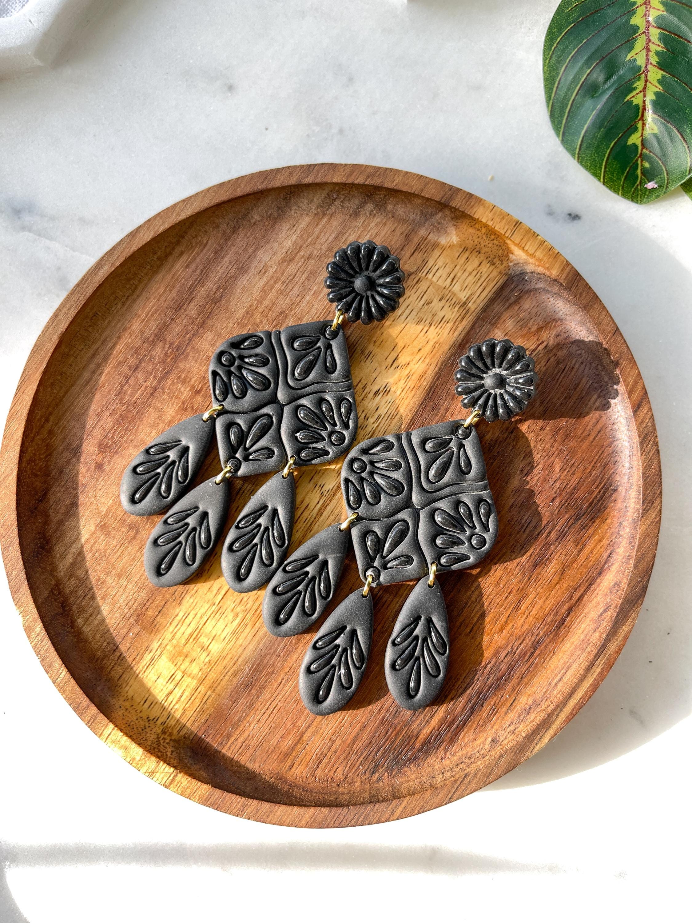 Hand-Painted Talavera Earrings: Floral Dangle, Mexican Folk Art