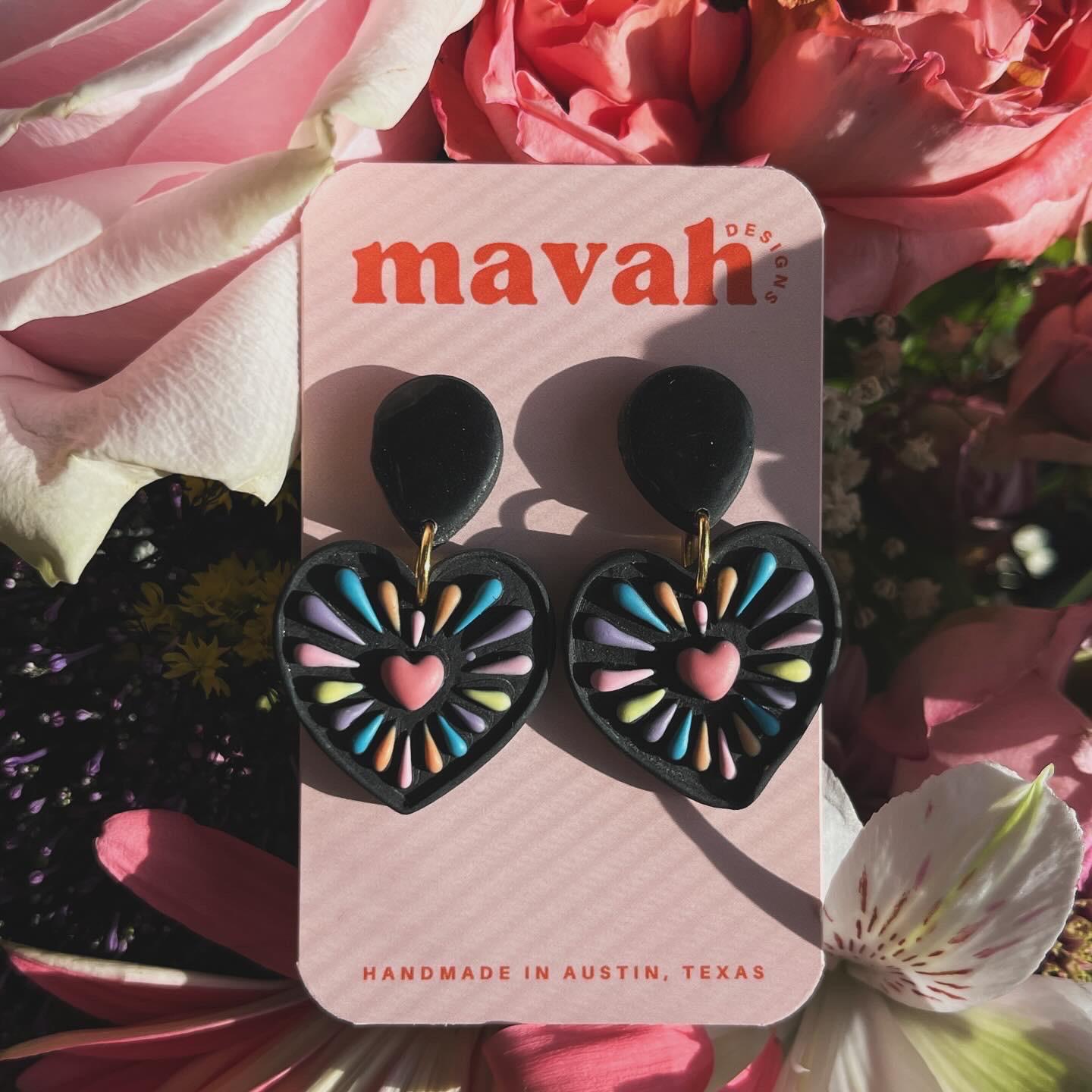 Handmade Fiesta Heart Earrings: Colorful Polymer Clay, Mexican Inspired