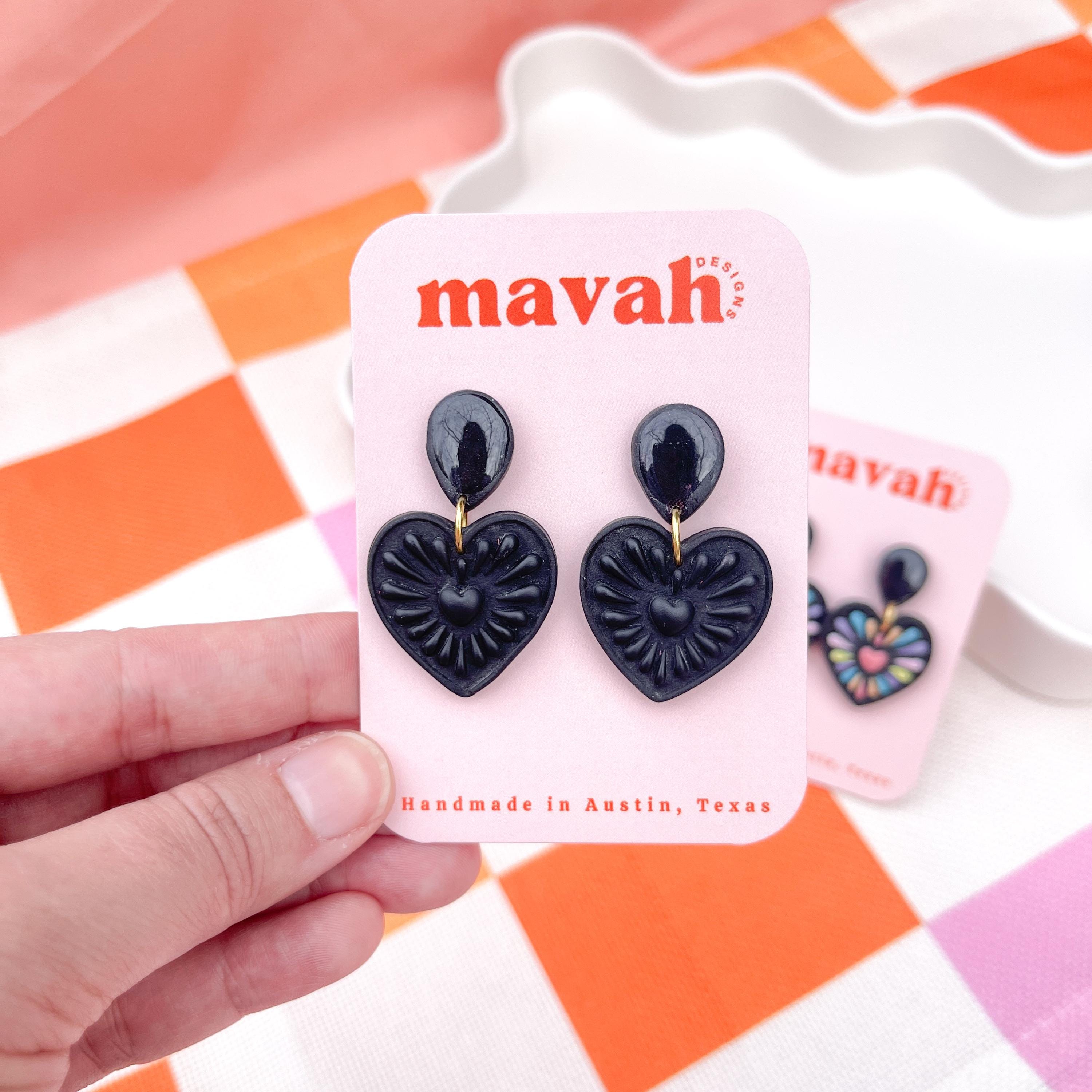 Handmade Fiesta Heart Earrings: Colorful Polymer Clay, Mexican Inspired