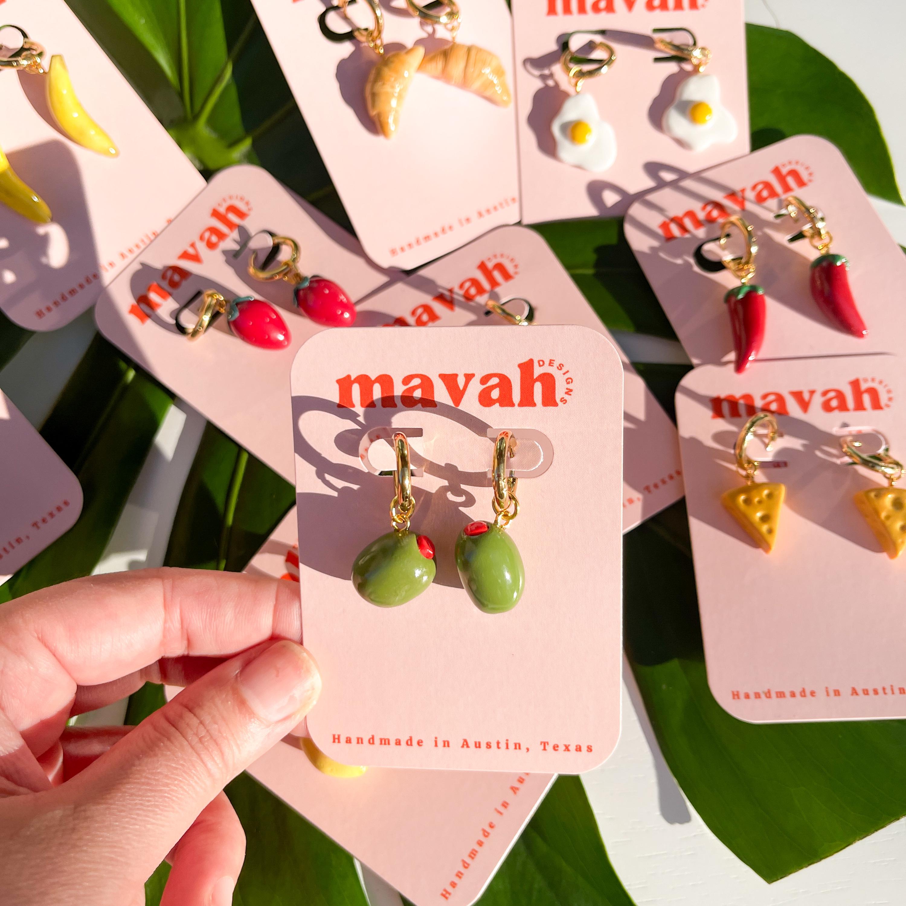 Handmade Polymer Clay Olive Earrings: Fun Food Jewelry