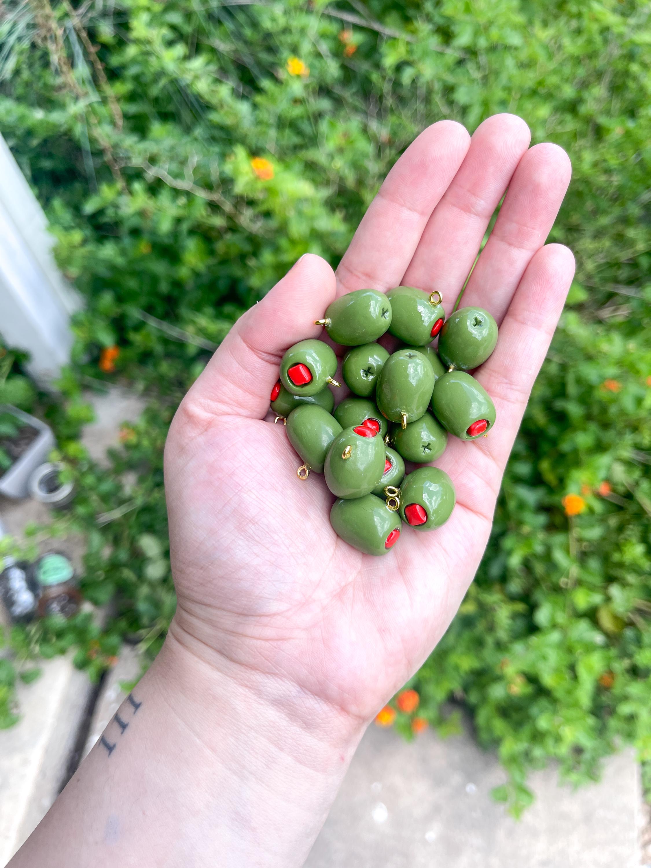 Handmade Polymer Clay Olive Earrings: Fun Food Jewelry