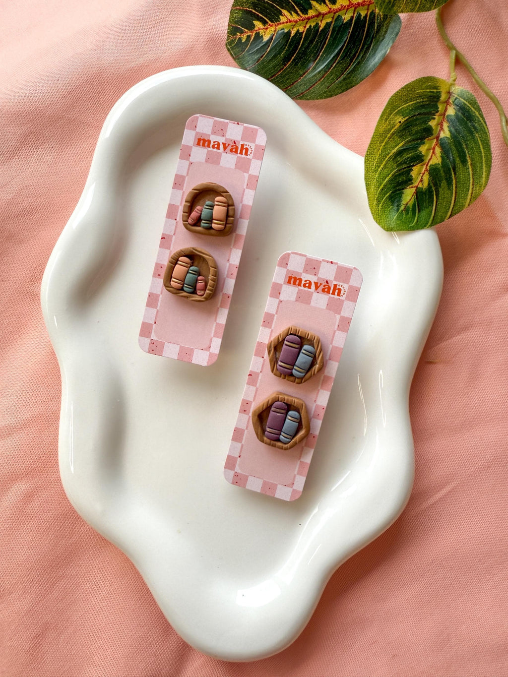 Mini Book Earrings – Clay Book Studs & Small Cat Bookshelf Earrings | Book Lover Jewelry | Teacher Gift | Reader Accessories