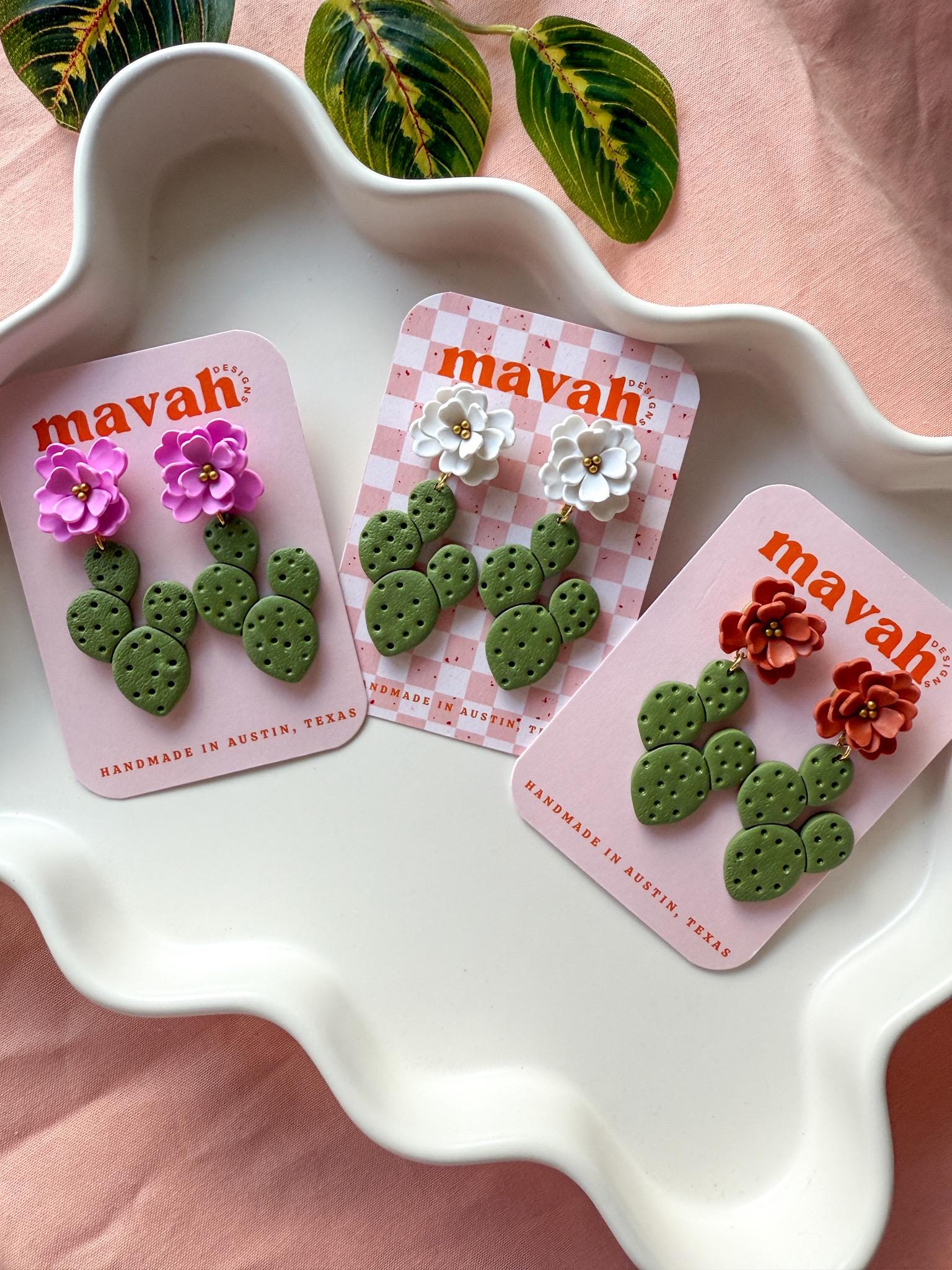 Nopal Flor Earrings – Prickly Pear Meets Pink Bloom