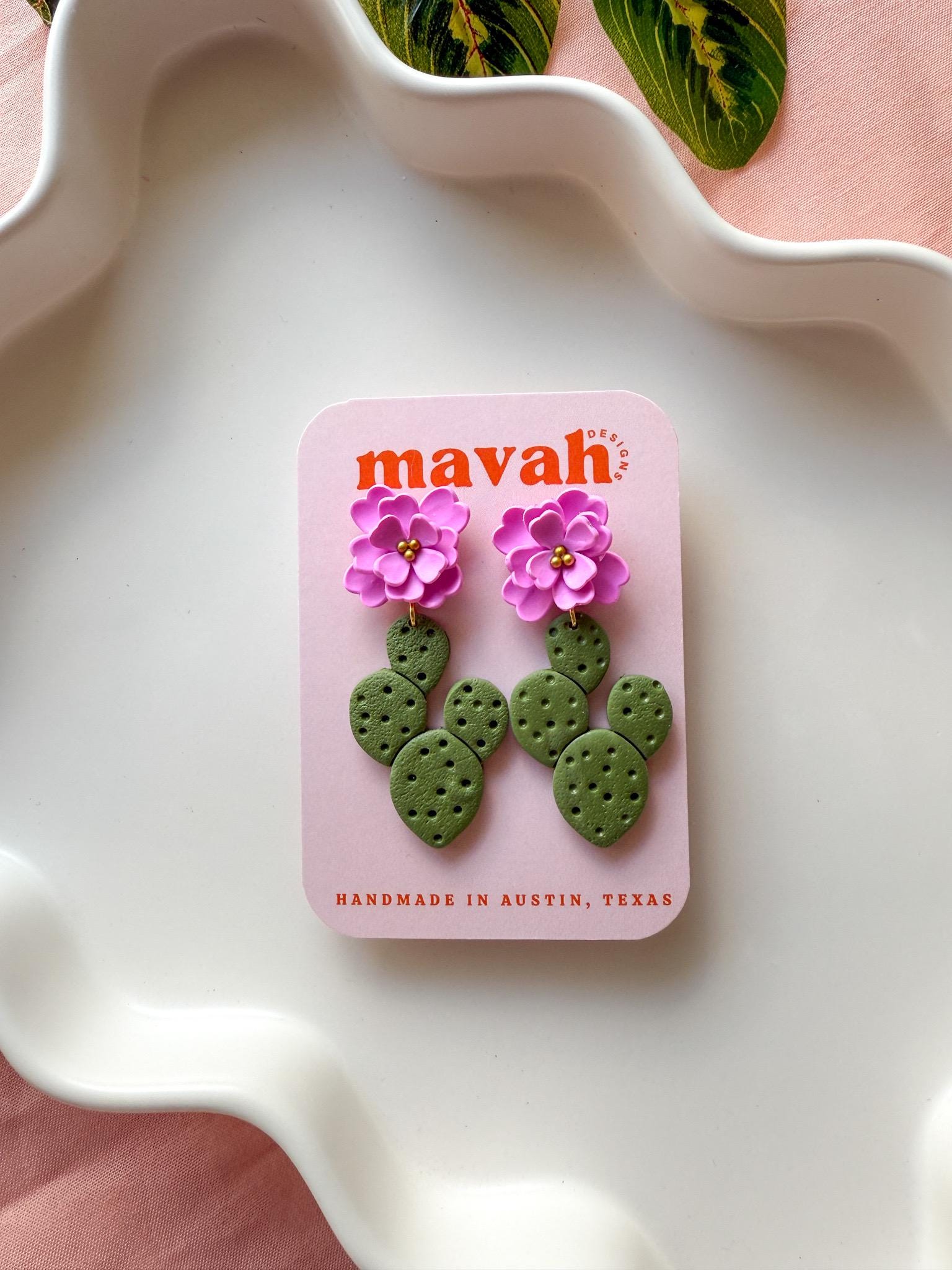 Nopal Flor Earrings – Prickly Pear Meets Pink Bloom