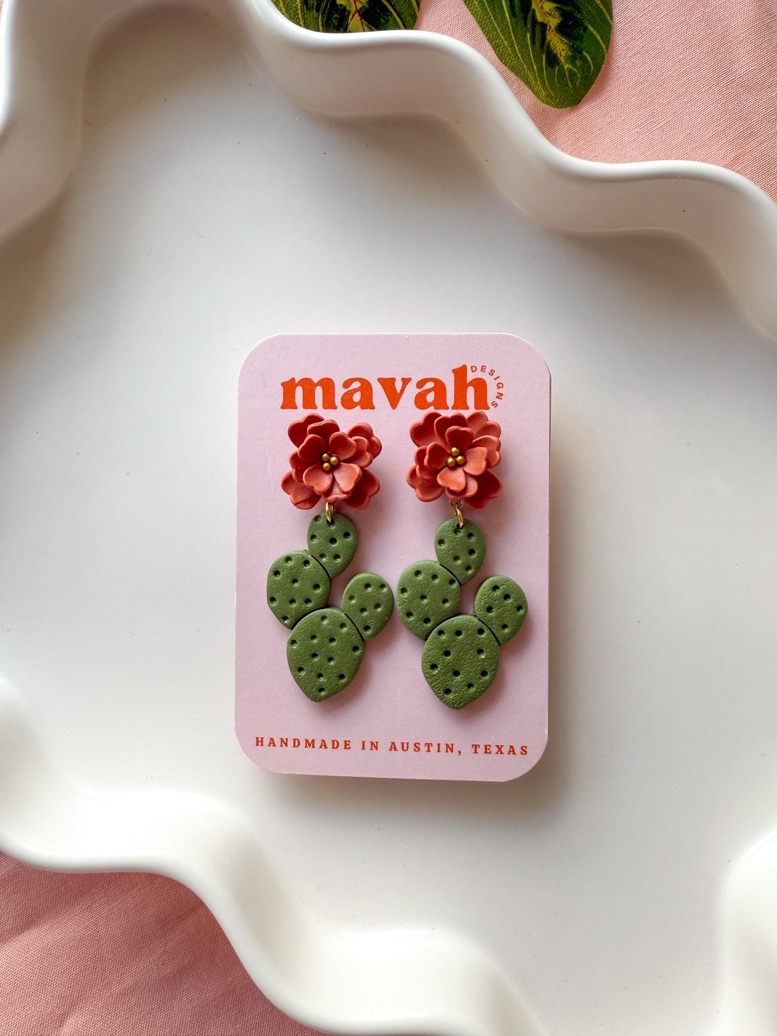 Nopal Flor Earrings – Prickly Pear Meets Pink Bloom