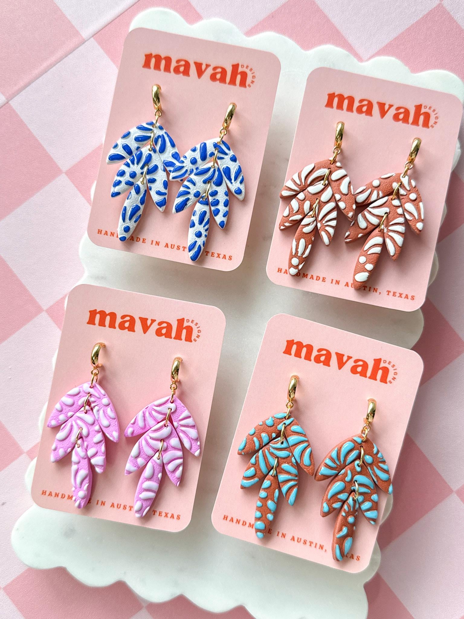 Palma Dangles Mexican Inspired Leaf Earrings Talavera Earrings Tropical Dangle Earrings Handmade Jewelry __etsy:8086696218