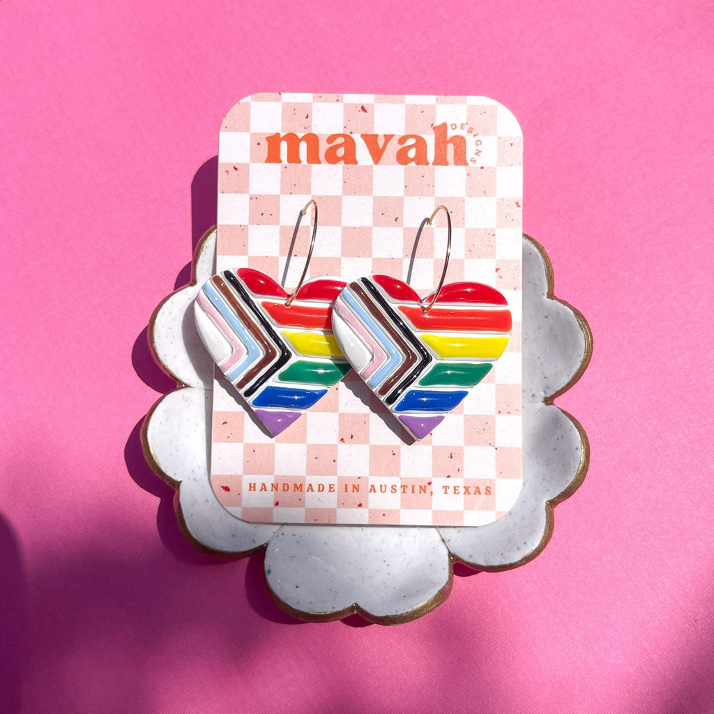 Rainbow Heart Hoop Earrings Pride Flag Earrings LGBTQ+ Jewelry Pride Month Accessories __etsy:8174249289