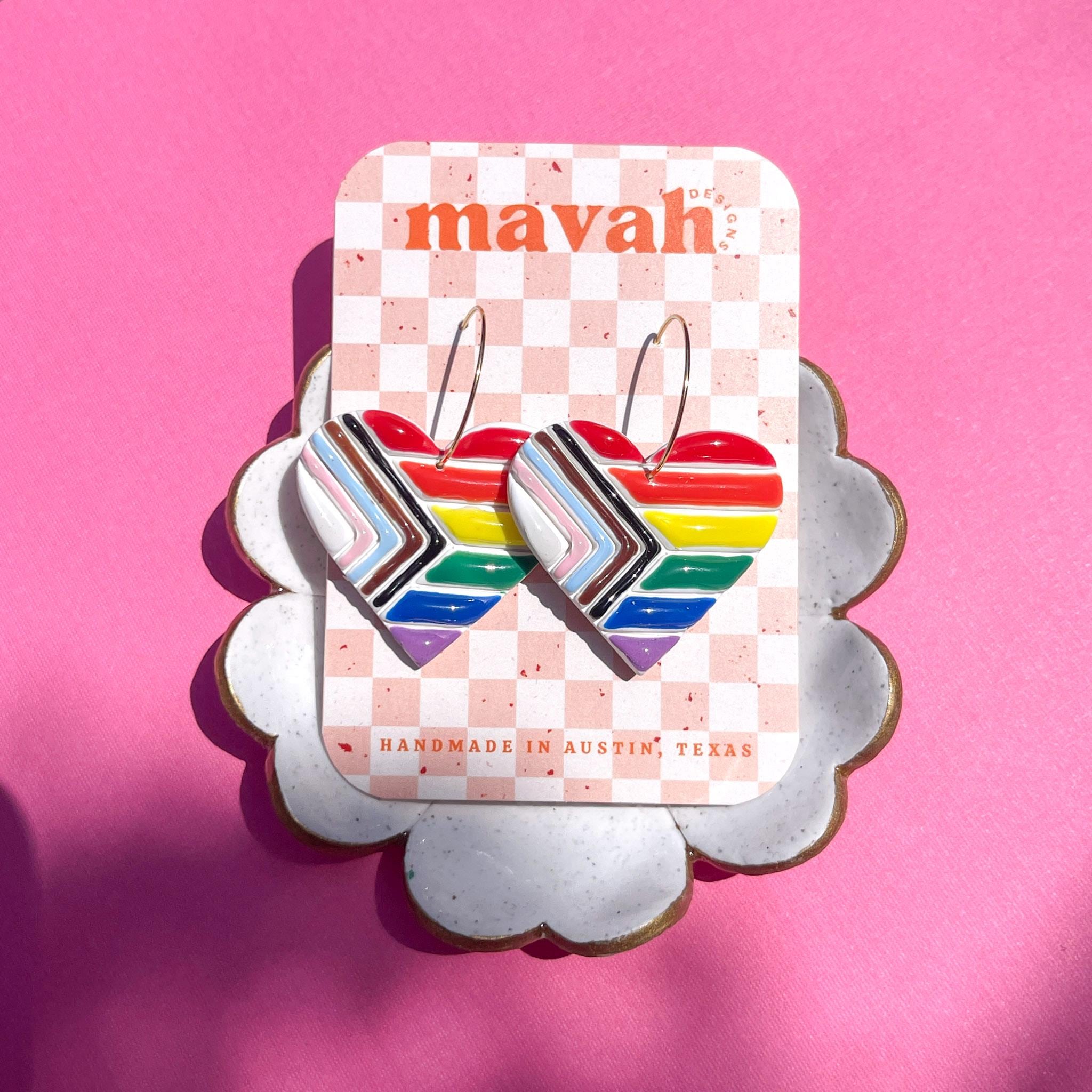Rainbow Heart Hoop Earrings Pride Flag Earrings LGBTQ+ Jewelry Pride Month Accessories __etsy:8174249289