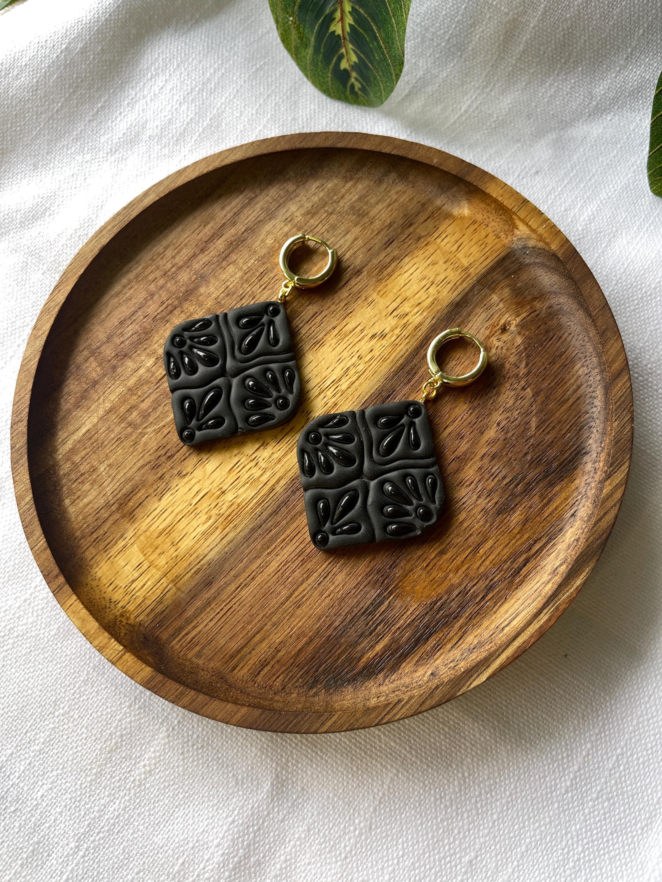 Talavera Tile Earrings: Handmade Polymer Clay Mexican Boho Jewelry