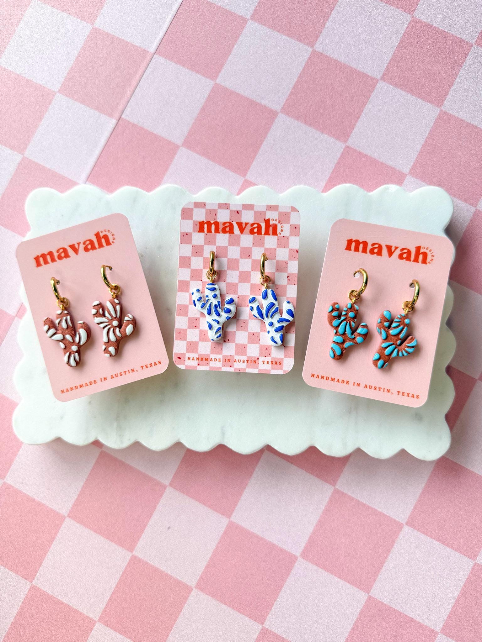 Talavera Inspired Cactus Dangles __etsy:8134540961