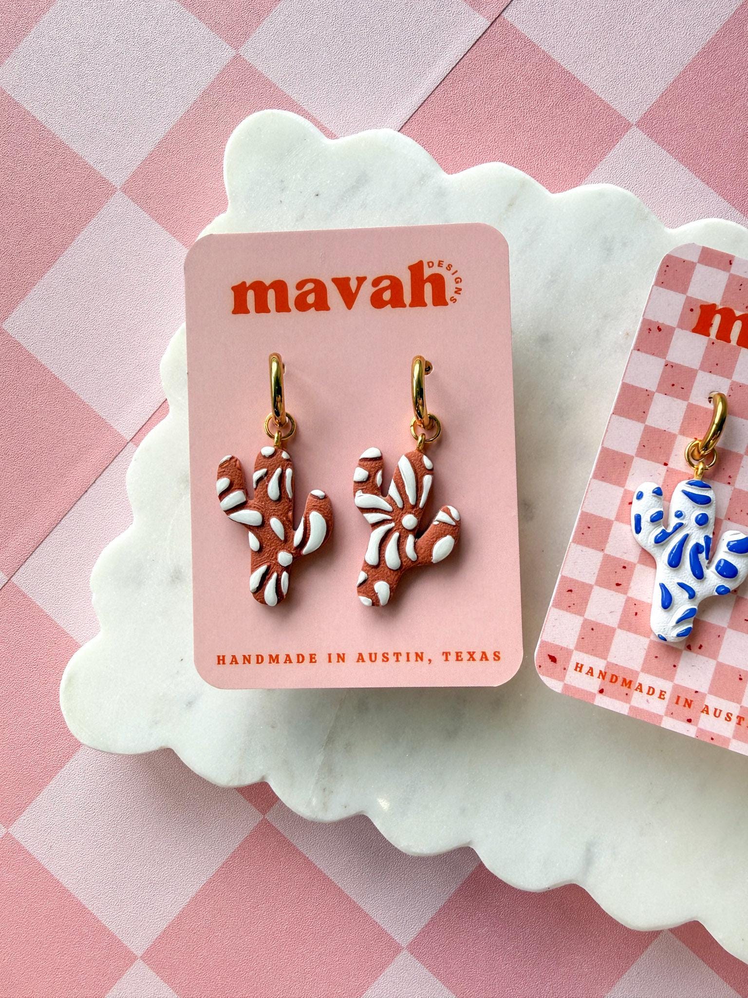 Talavera Inspired Cactus Dangles __etsy:8086633306