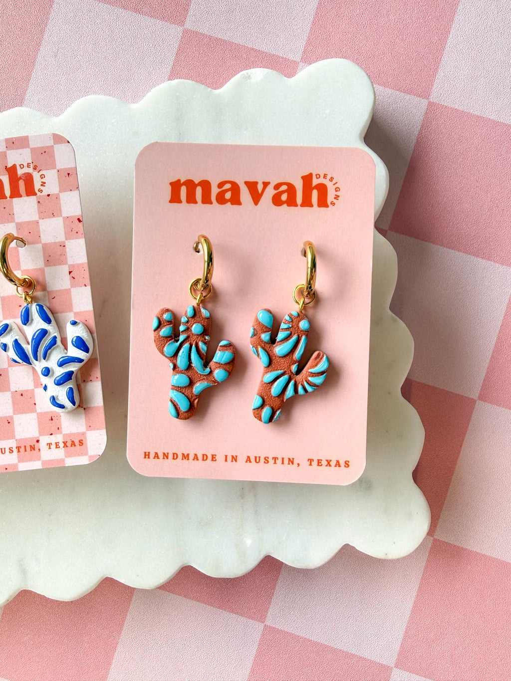 Talavera Inspired Cactus Dangles __etsy:8134540111