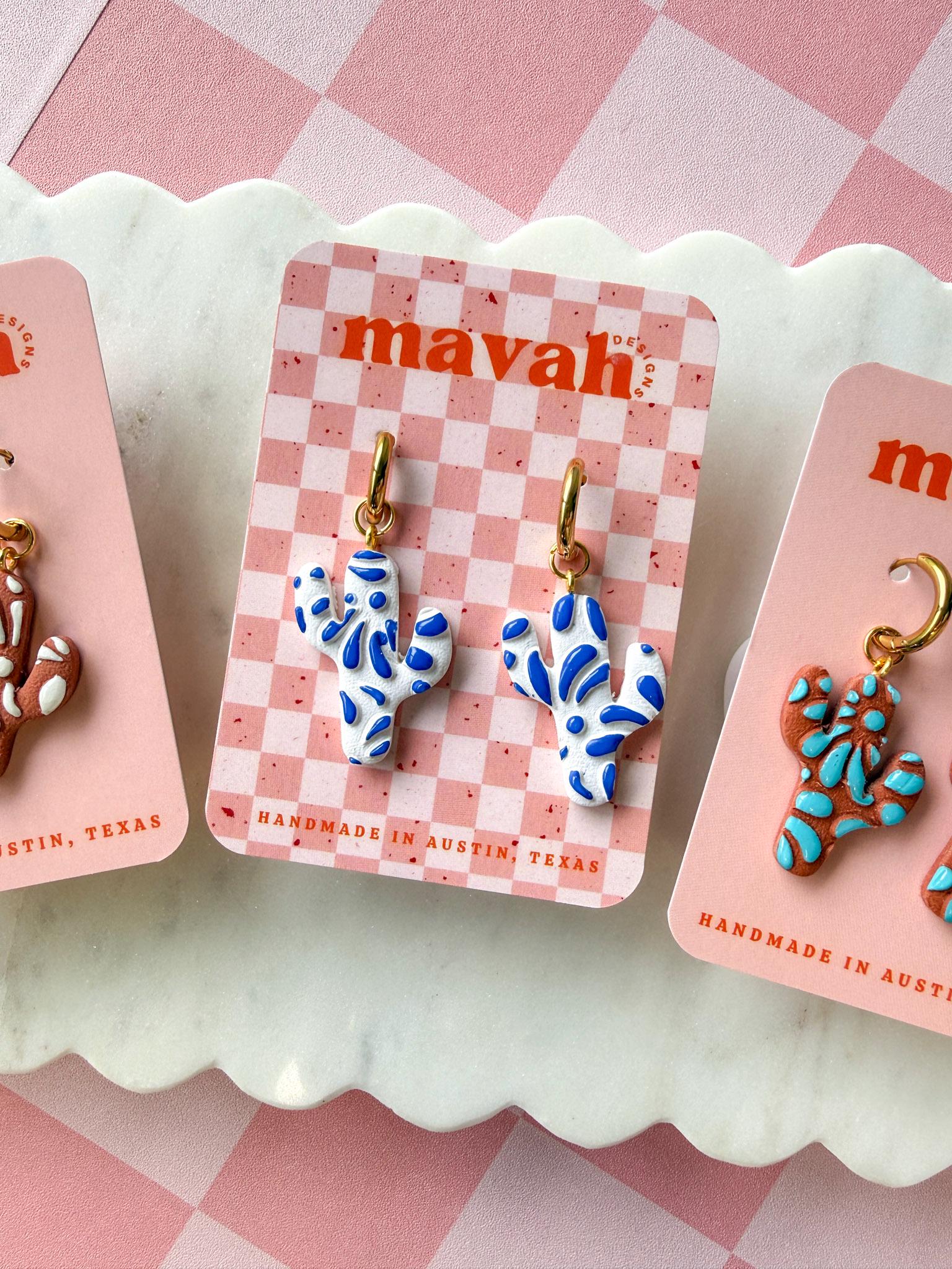 Talavera Inspired Cactus Dangles __etsy:8134540109