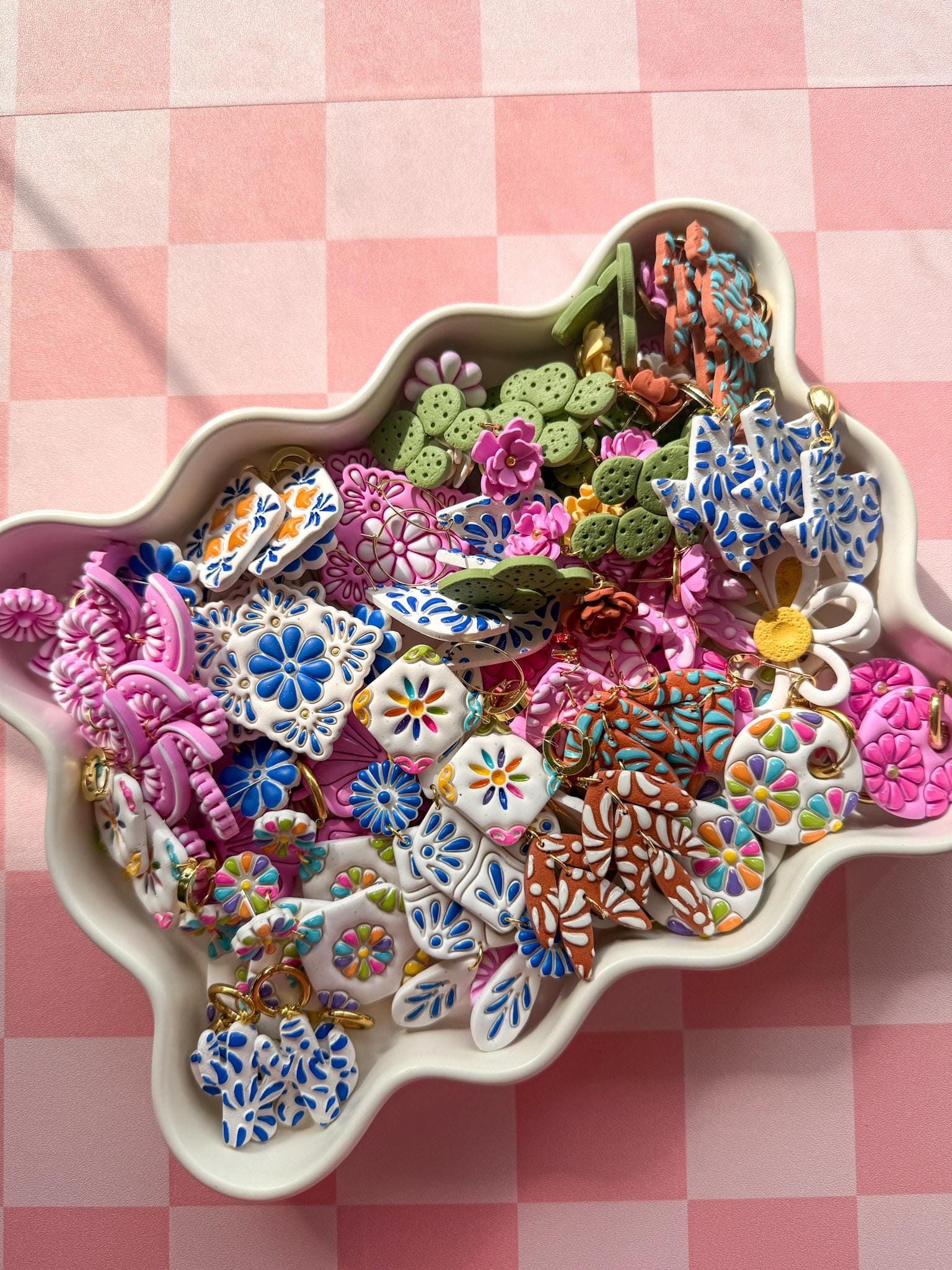 Texas Talavera Earrings Texas Shaped Earrings Handmade Polymer Clay Earrings Texas Jewelry Gift for Her __etsy:8134553649