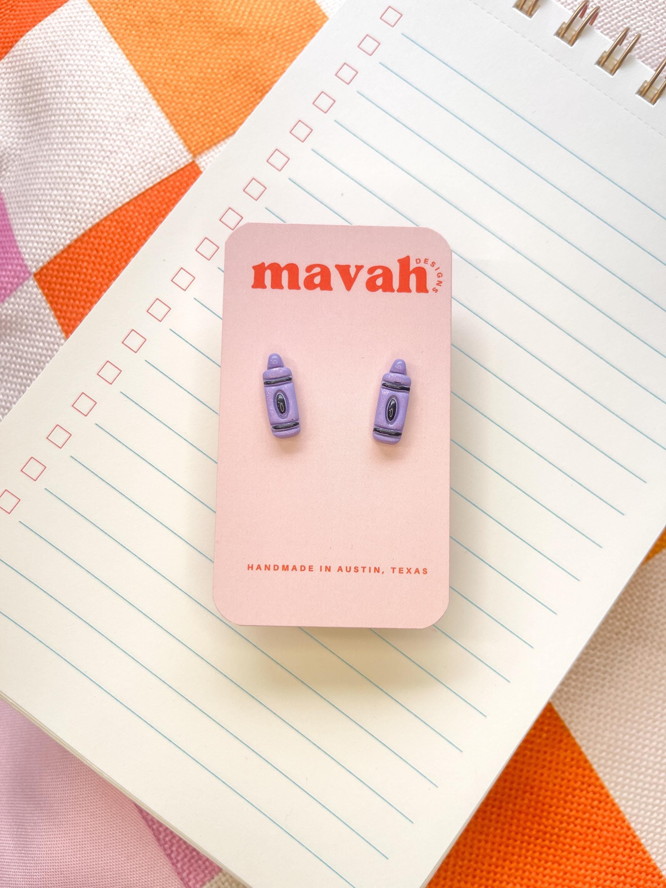 Mini Crayon Stud Earrings – Tiny Colorful Teacher Gift, Polymer Clay Earrings