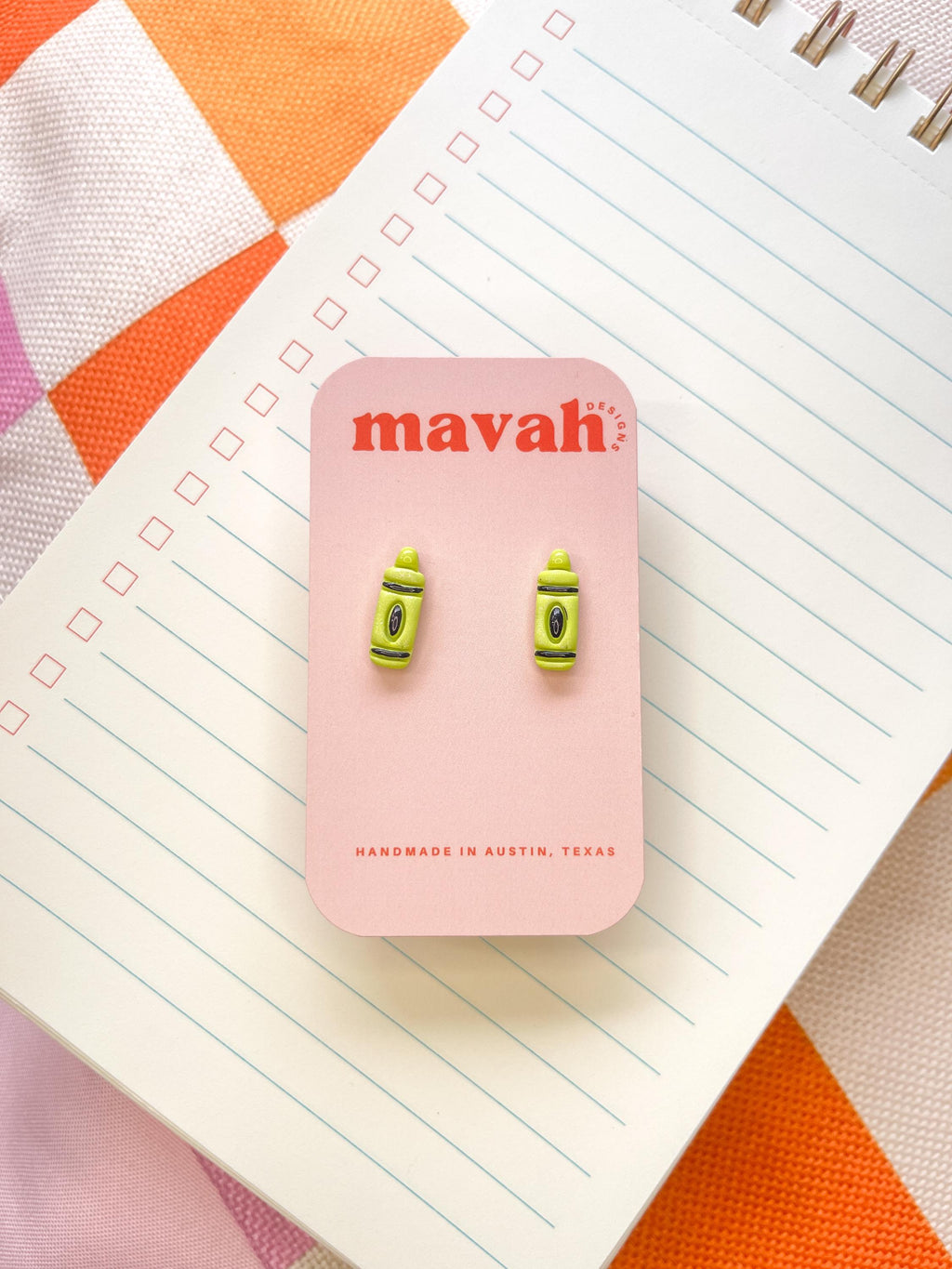 Mini Crayon Stud Earrings – Tiny Colorful Teacher Gift, Polymer Clay Earrings