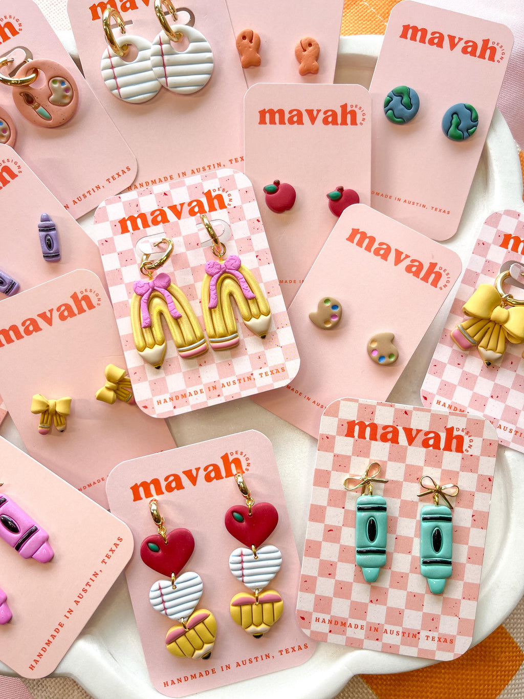 Pencil Arch Earrings | Back to School Teacher Earrings | Statement Earrings with Bow | Polymer Clay Jewelry