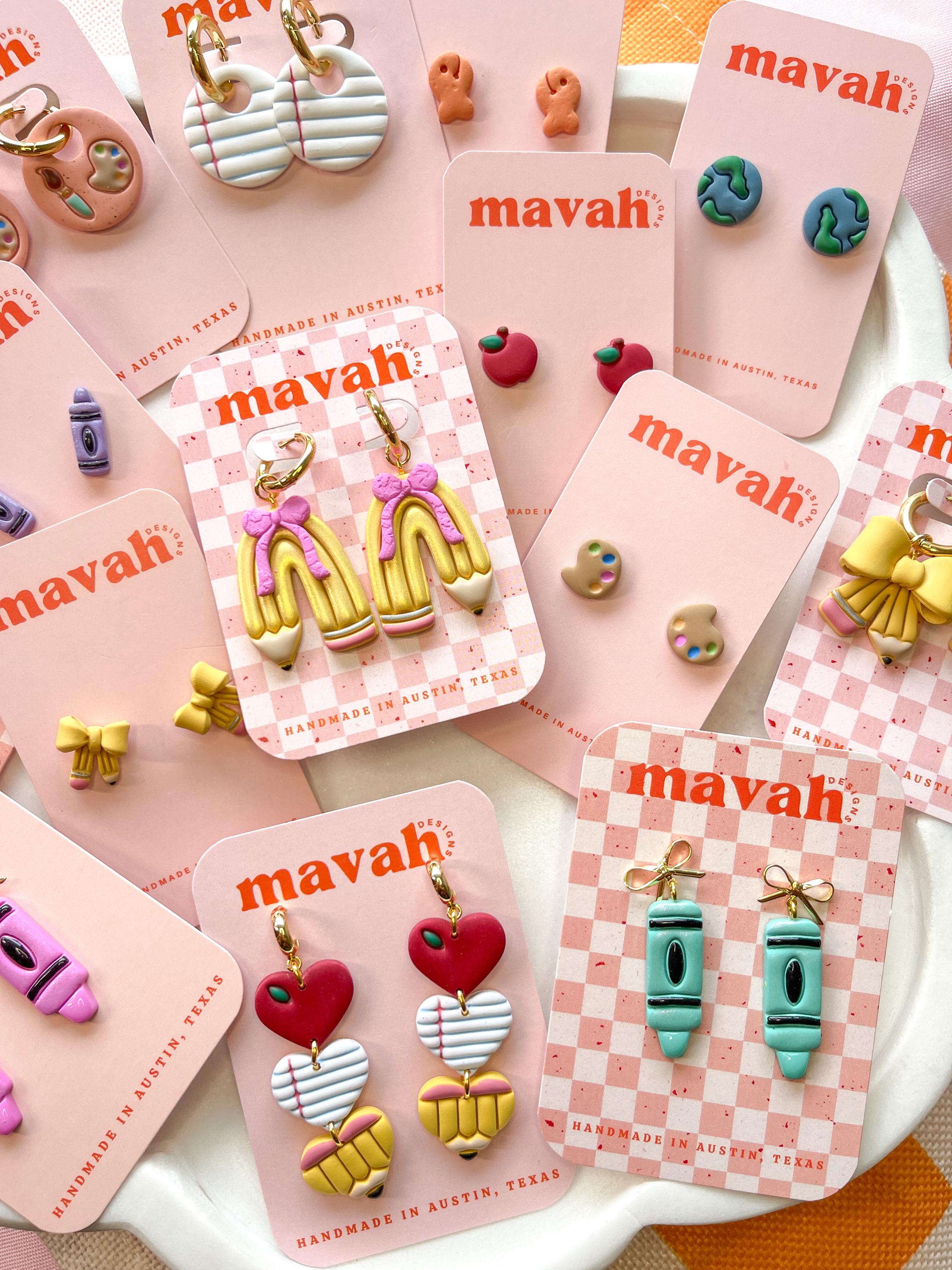 Pencil Arch Earrings | Back to School Teacher Earrings | Statement Earrings with Bow | Polymer Clay Jewelry