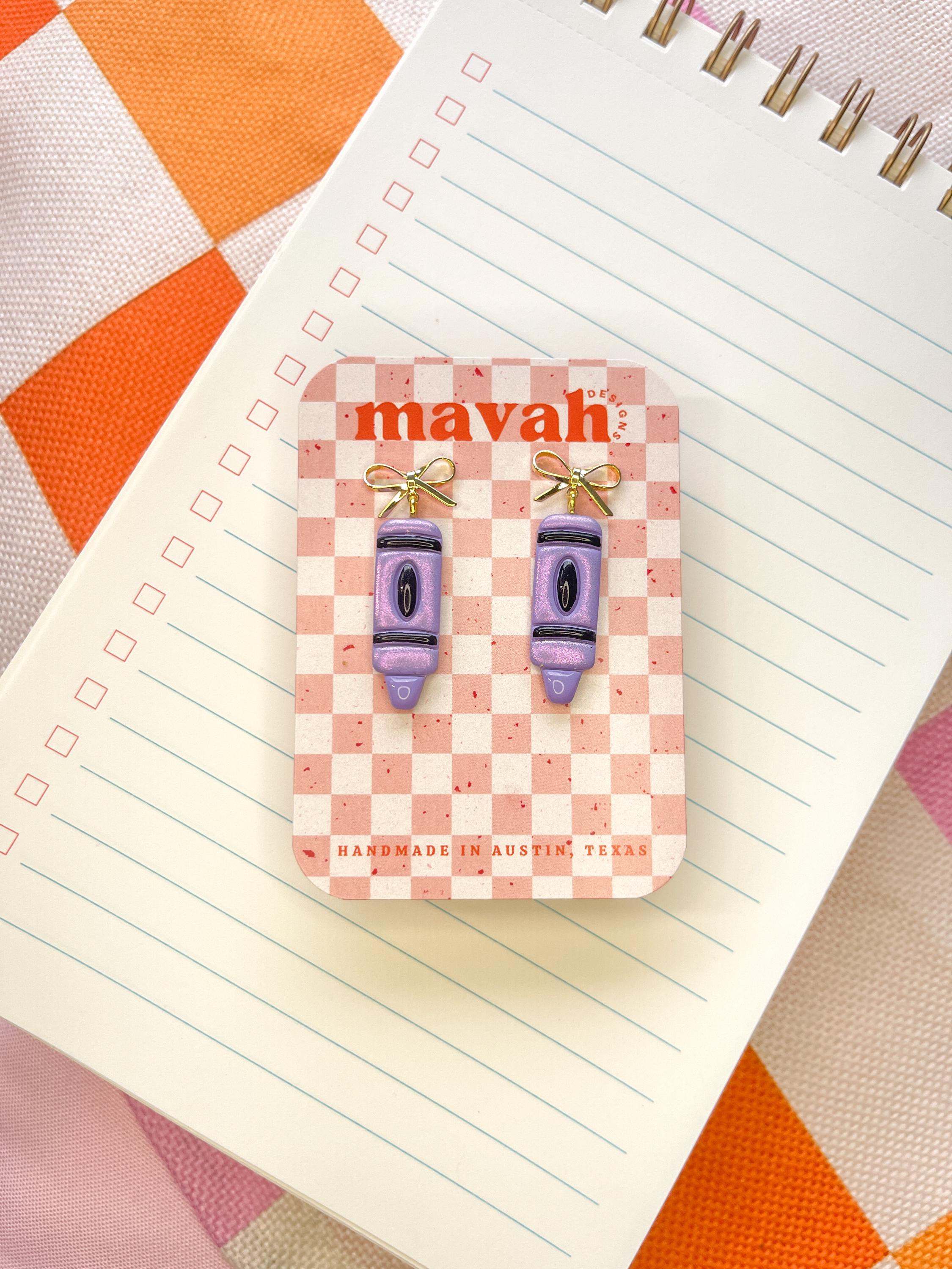 Polymer Clay Crayon Earrings: Colorful Teacher Dangles