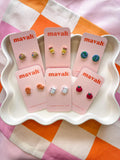 Polymer Clay Teacher Stud Earrings: Apple, Earth, Paint Palette