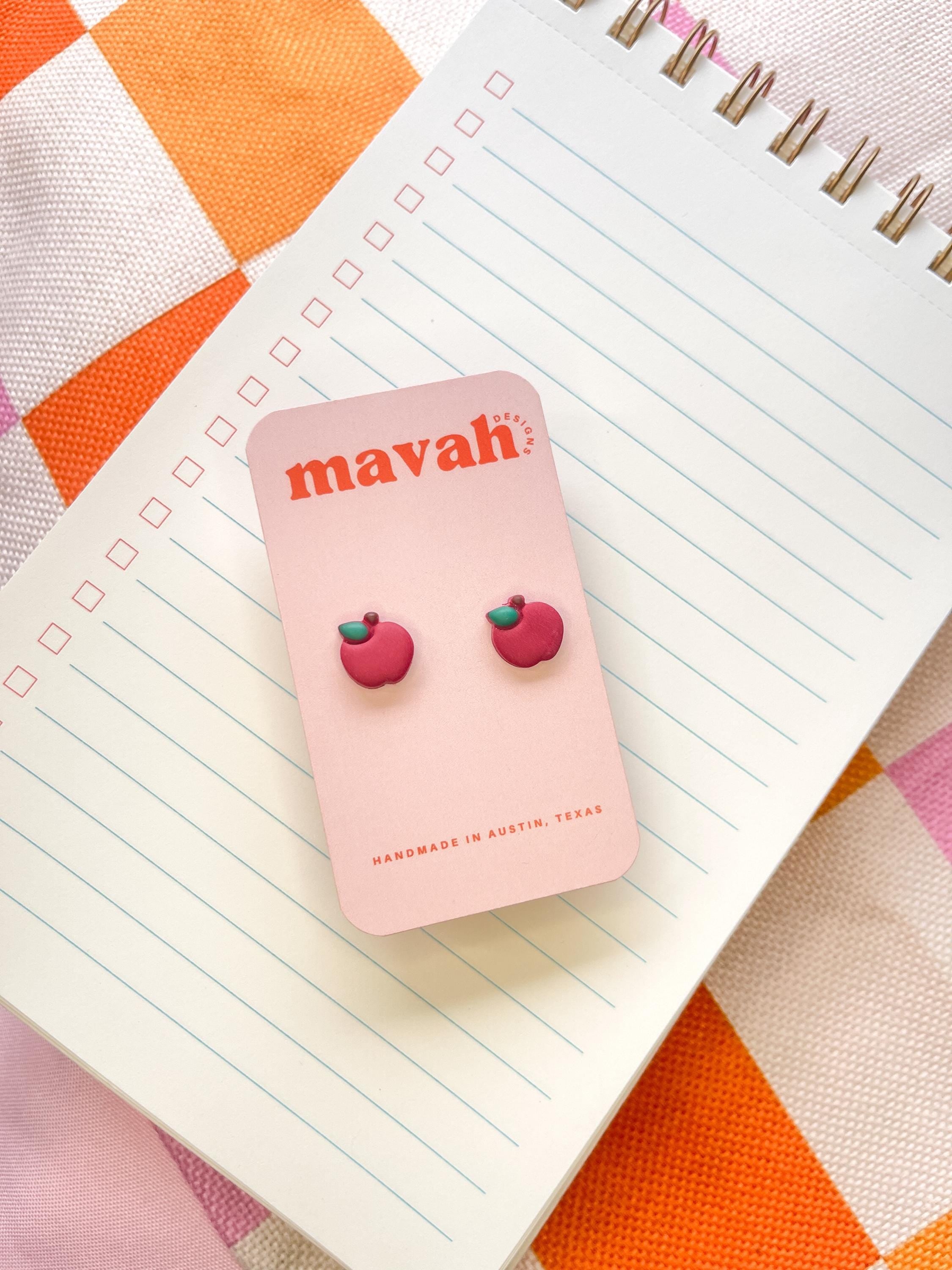 Polymer Clay Teacher Stud Earrings: Apple, Earth, Paint Palette