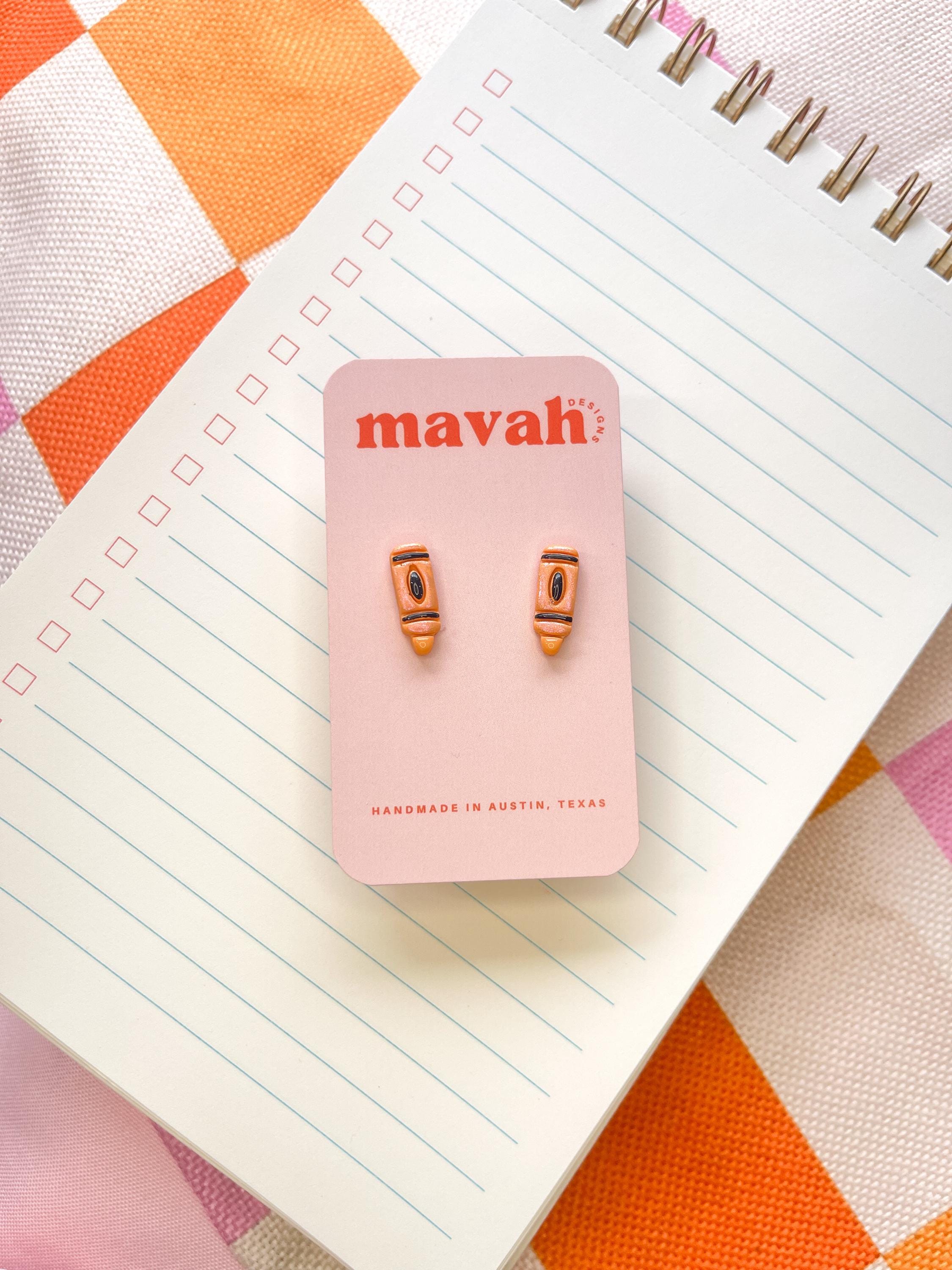 Mini Crayon Stud Earrings – Tiny Colorful Teacher Gift, Polymer Clay Earrings