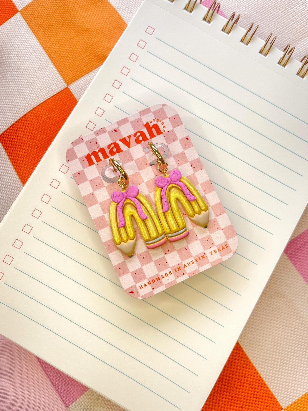 Pencil Arch Earrings | Back to School Teacher Earrings | Statement Earrings with Bow | Polymer Clay Jewelry
